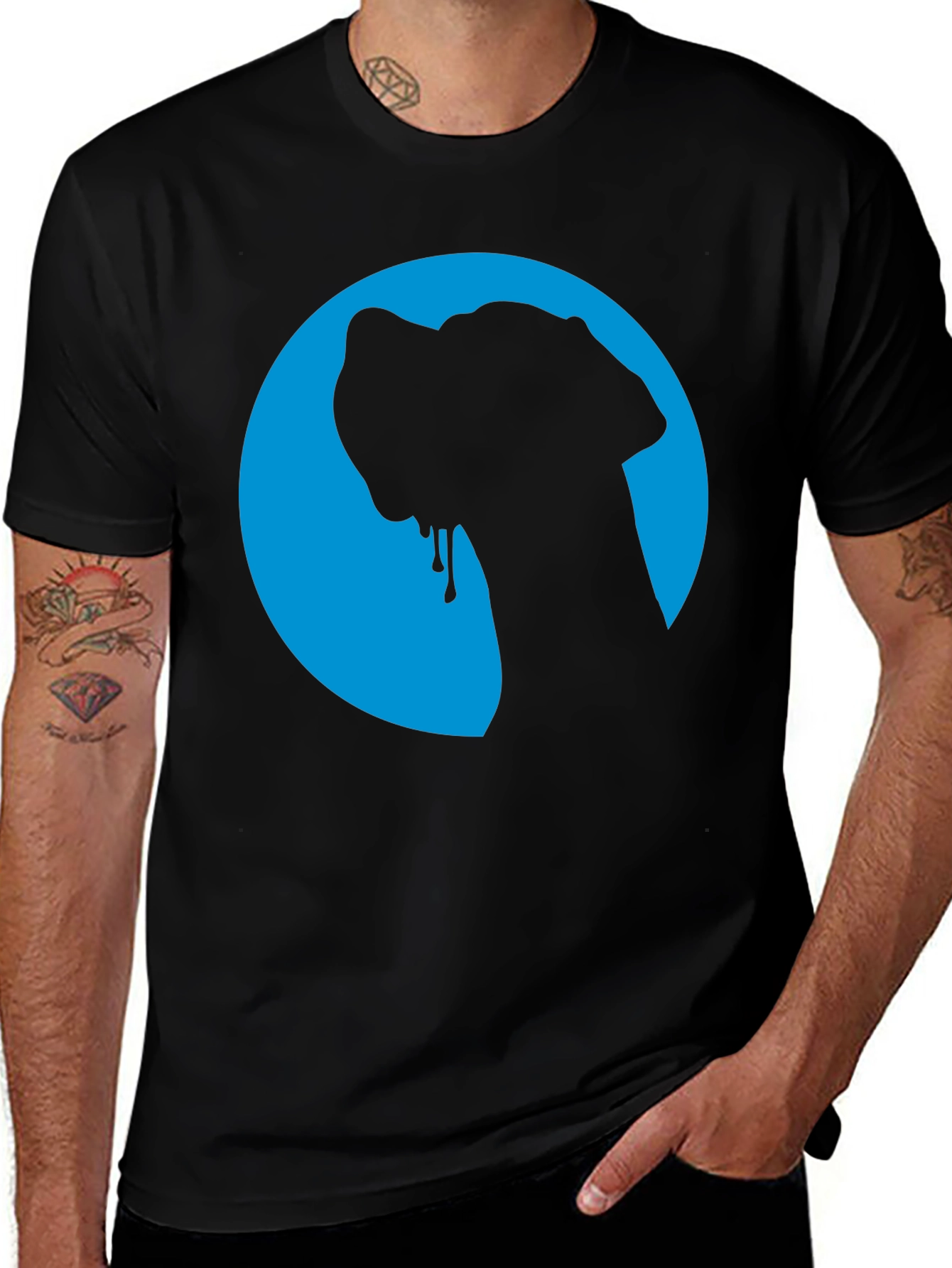 Dog Silhouette Graphic Tee - Cool Blue Moon Design