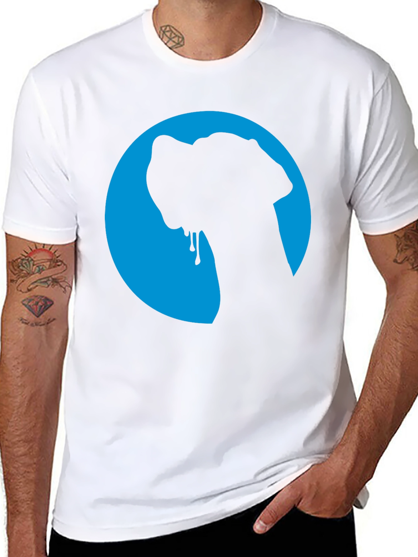 Dog Silhouette Graphic Tee - Cool Blue Moon Design