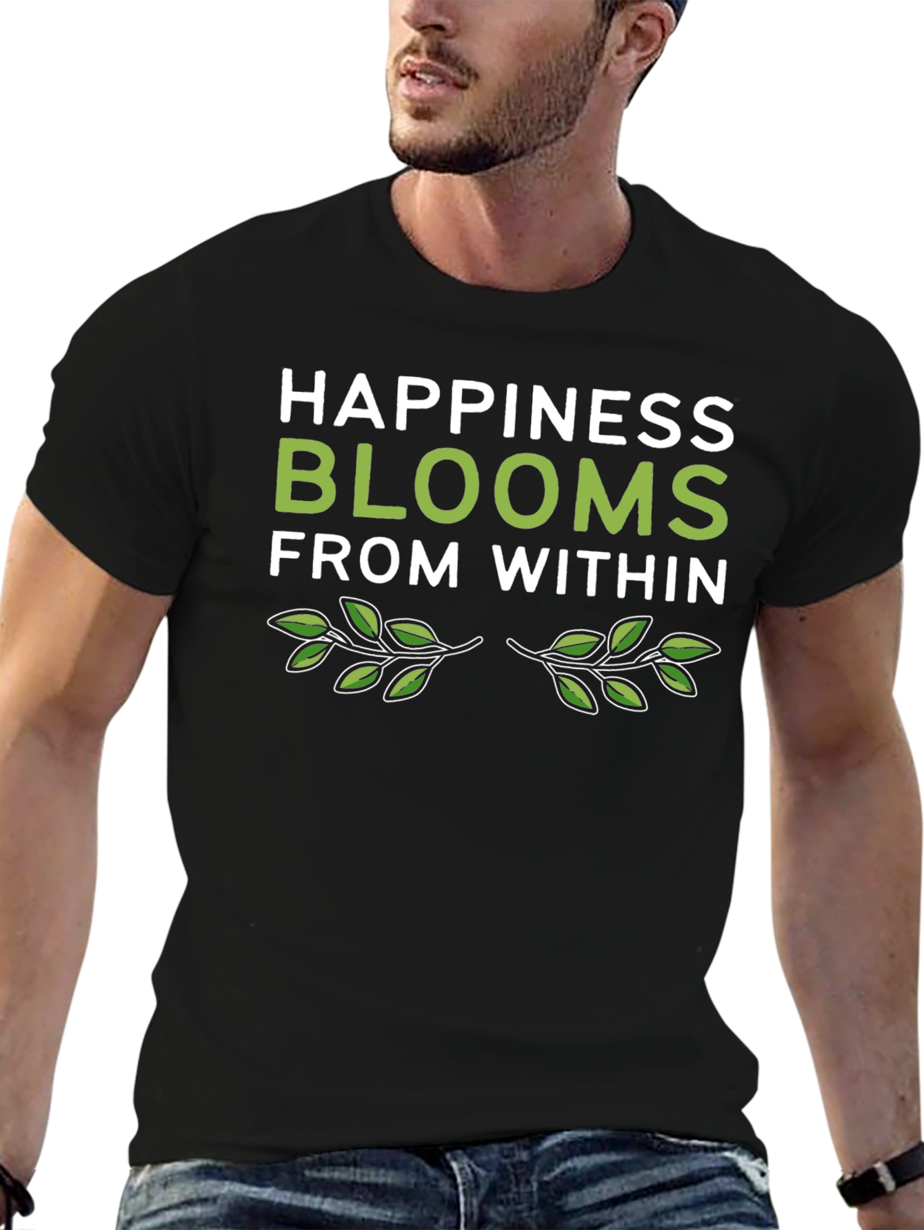 Happiness Blooms Black Graphic Tee