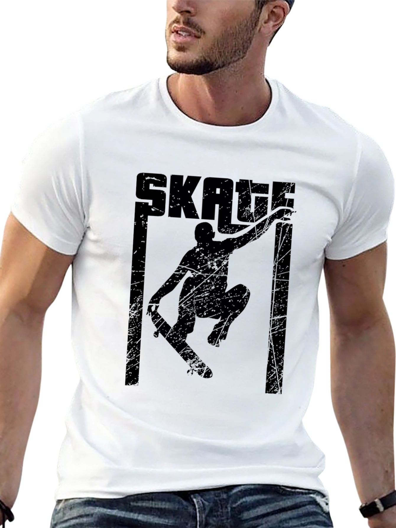 Skate Graphic Tee - Retro Black Skateboard Shirt