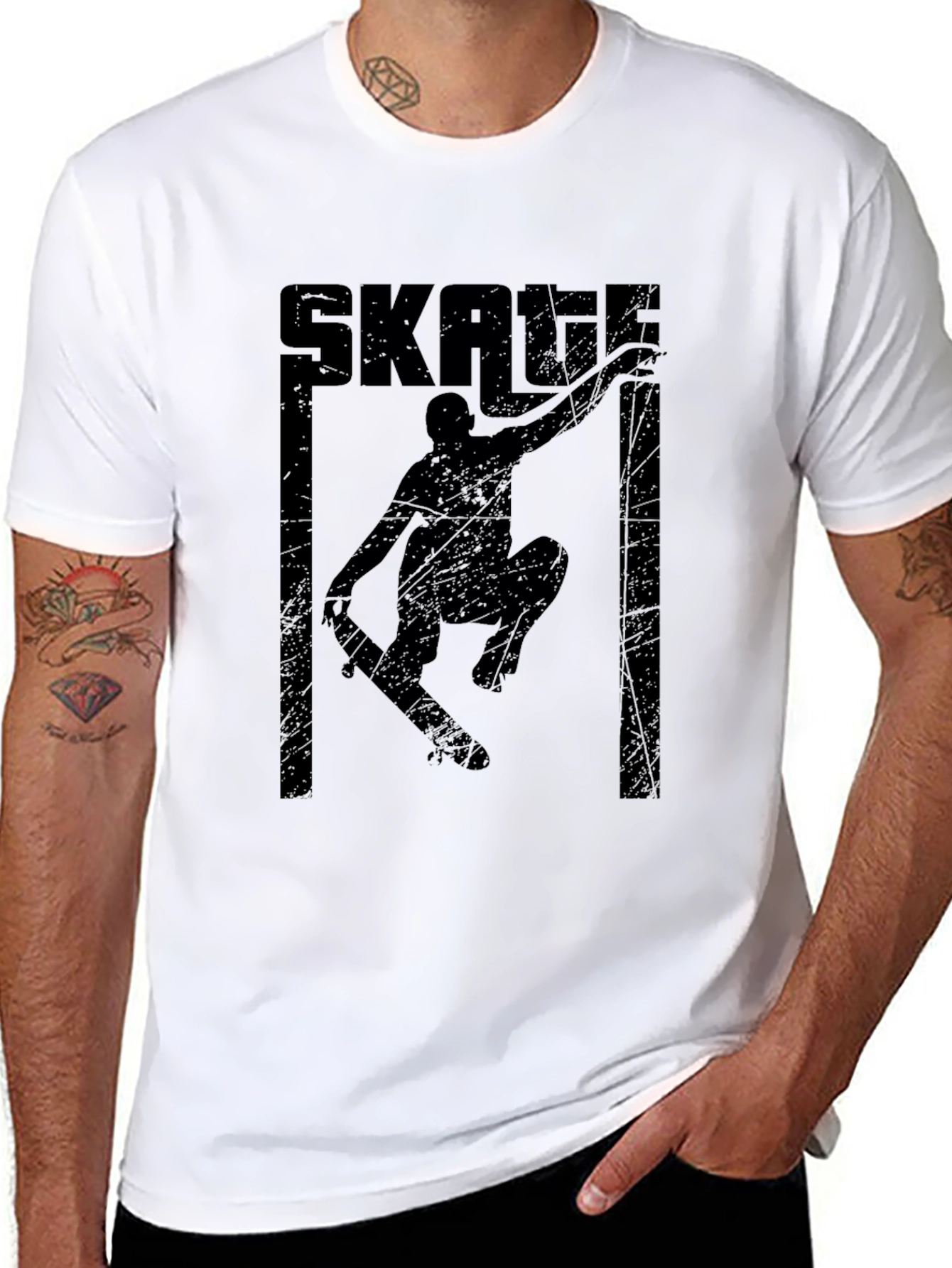 Skate Graphic Tee - Retro Black Skateboard Shirt