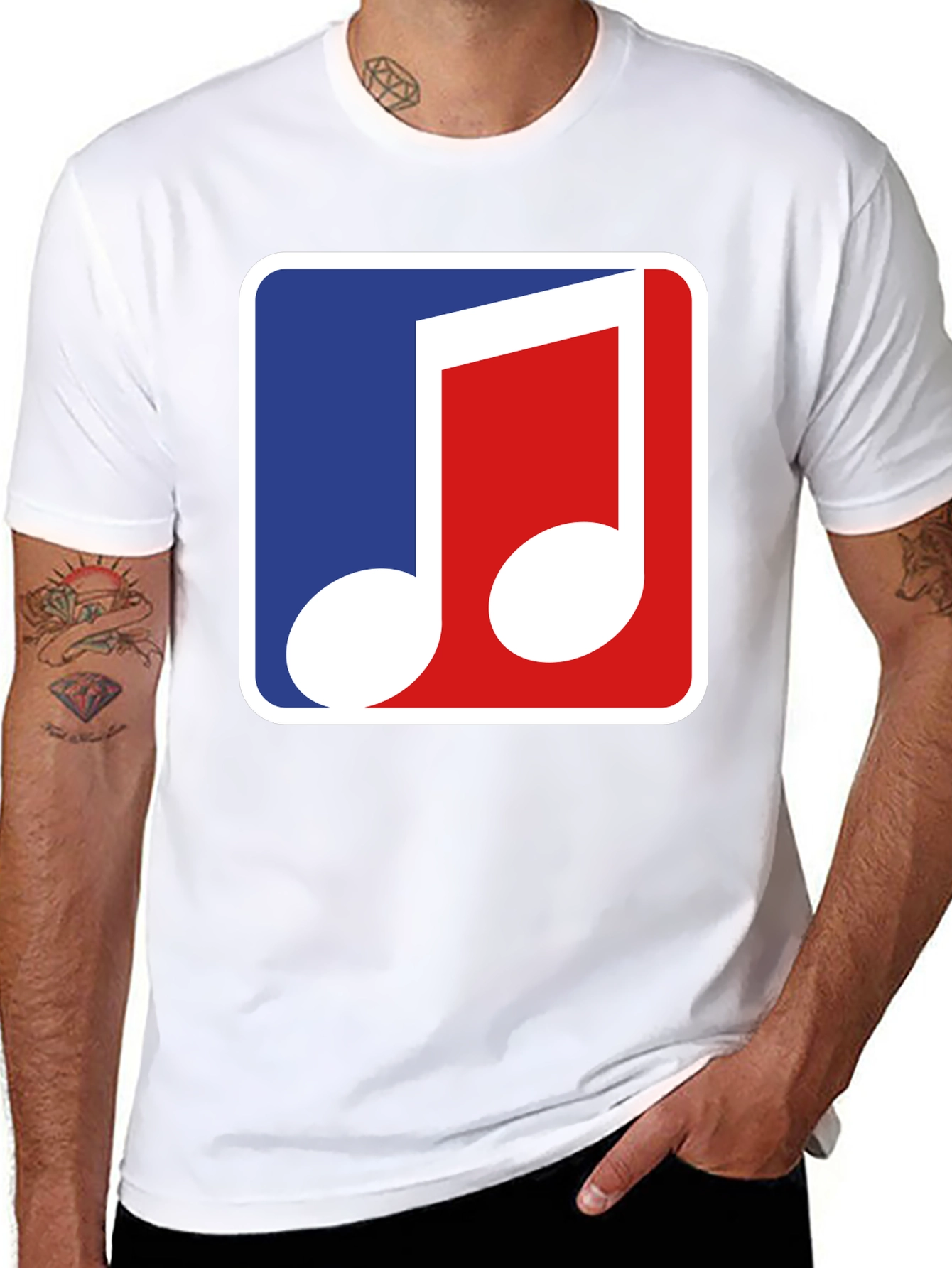 Musical Note T-Shirt - Blue & Red Design