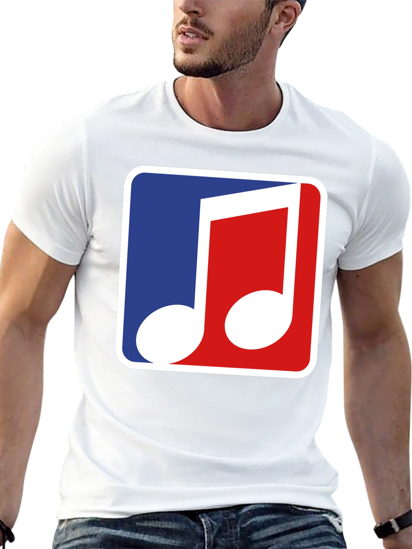 Musical Note T-Shirt - Blue & Red Design