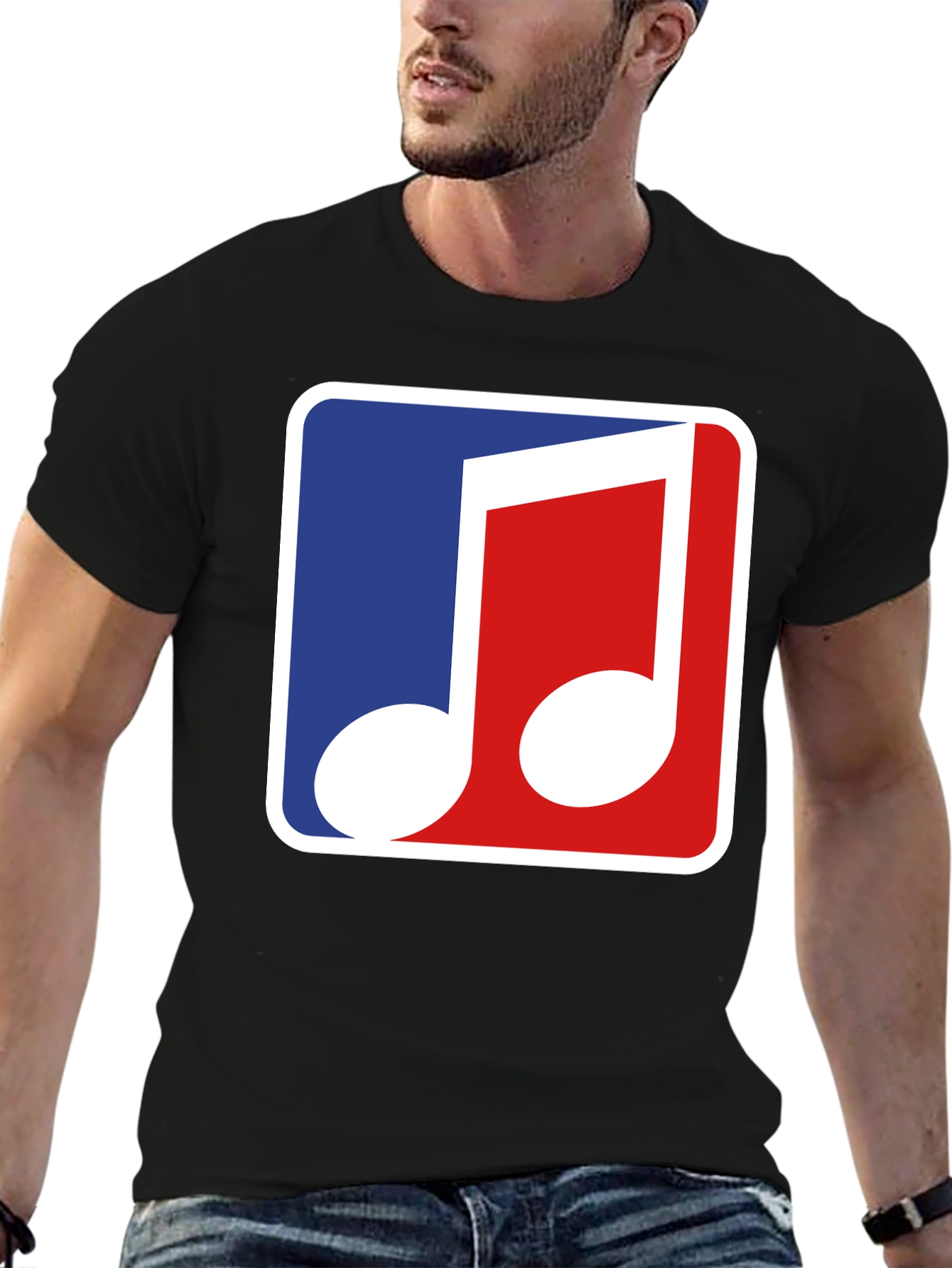 Musical Note T-Shirt - Blue & Red Design