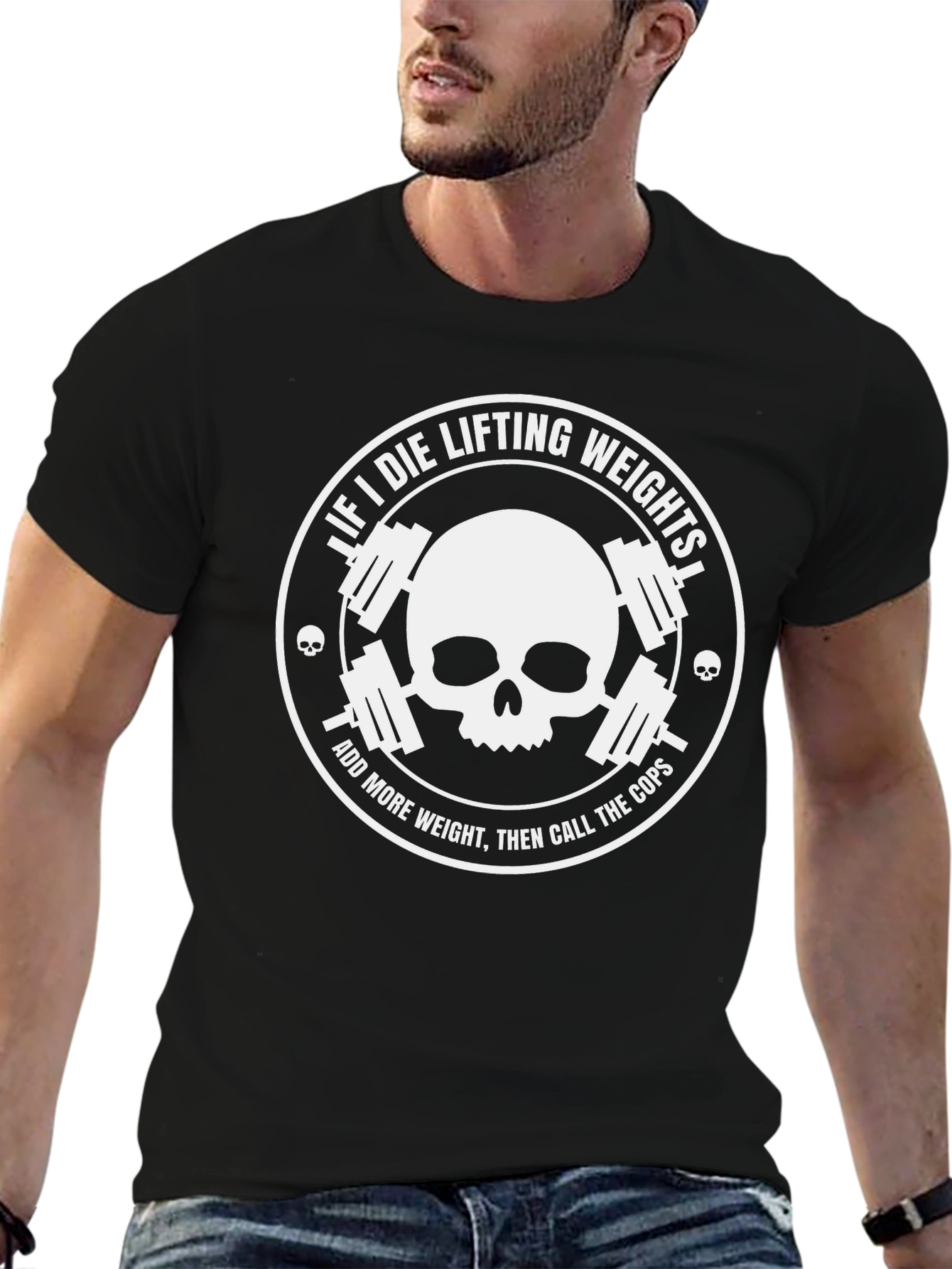 Weightlifting Skull Graphic Tee