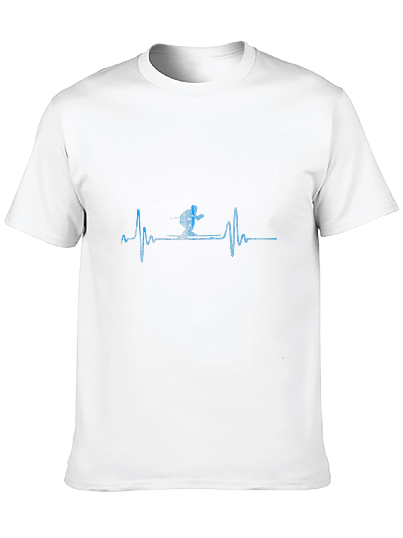 Skiing Heartbeat T-Shirt - Black Cotton Tee