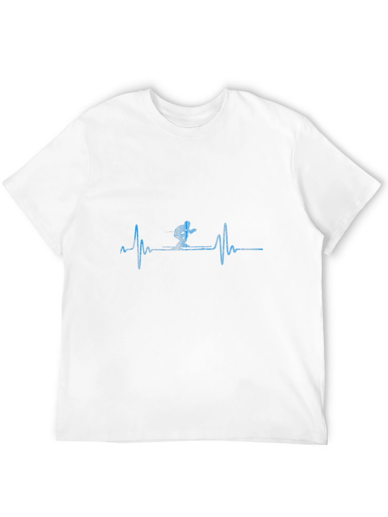 Skiing Heartbeat T-Shirt - Black Cotton Tee