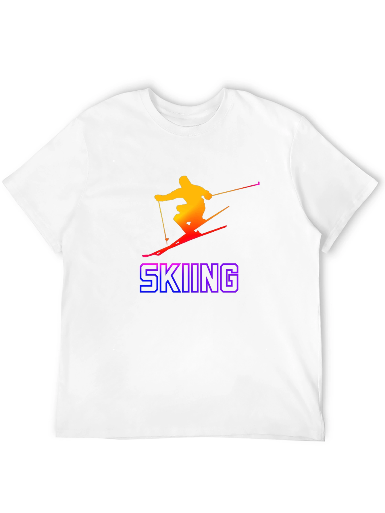 Gradient Skier Graphic Tee - Black Cotton Blend
