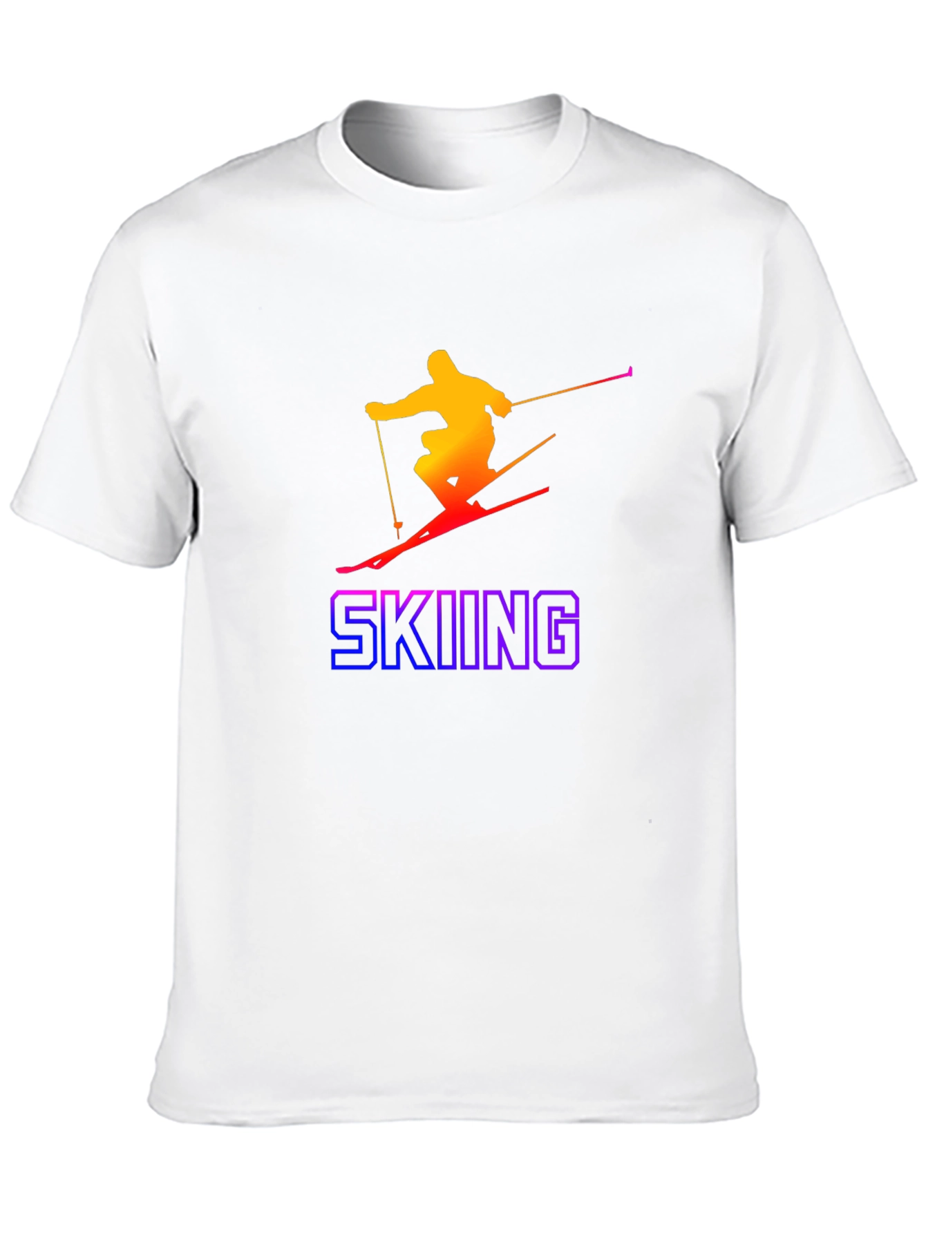 Gradient Skier Graphic Tee - Black Cotton Blend