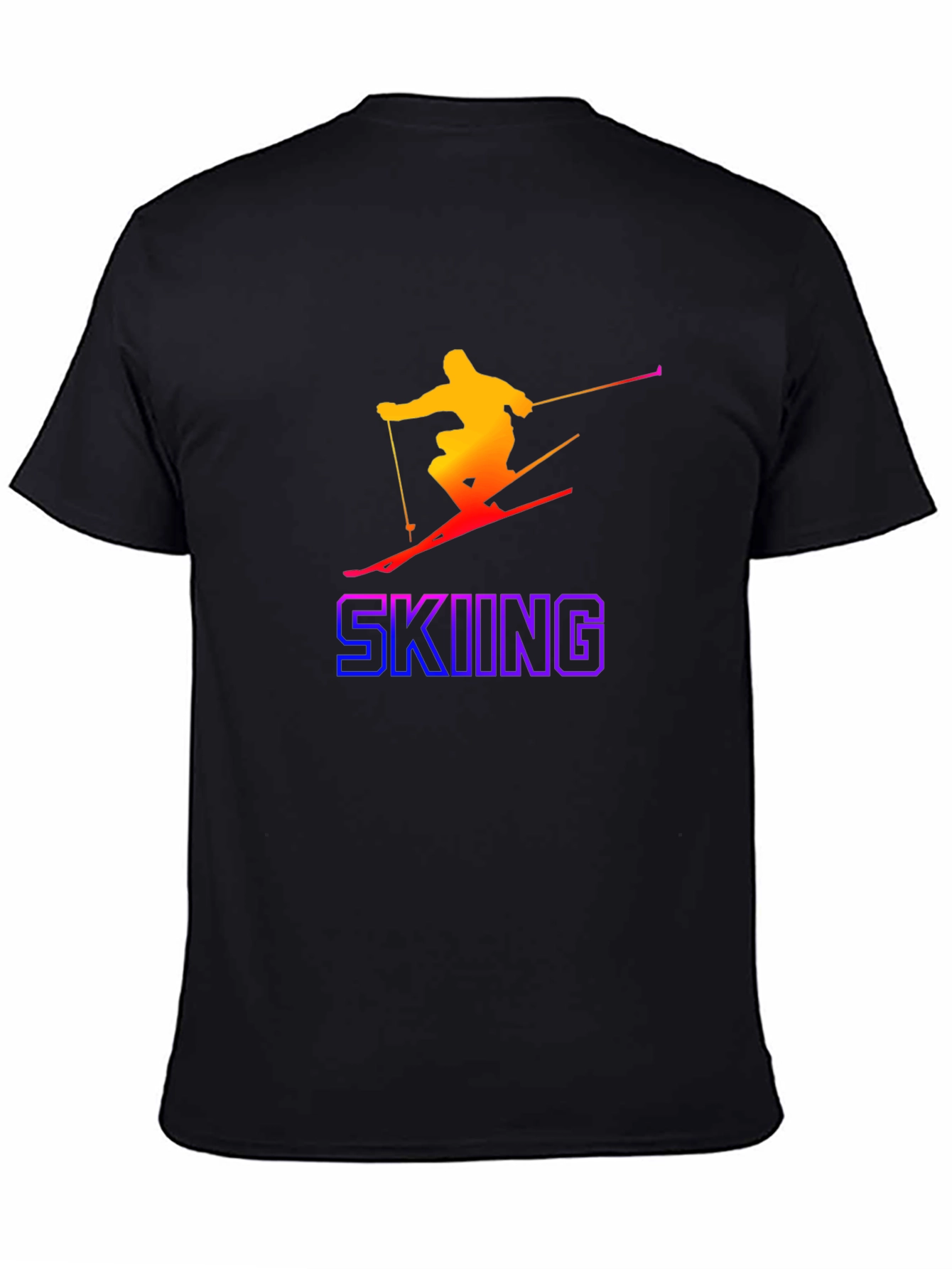 Gradient Skier Graphic Tee - Black Cotton Blend