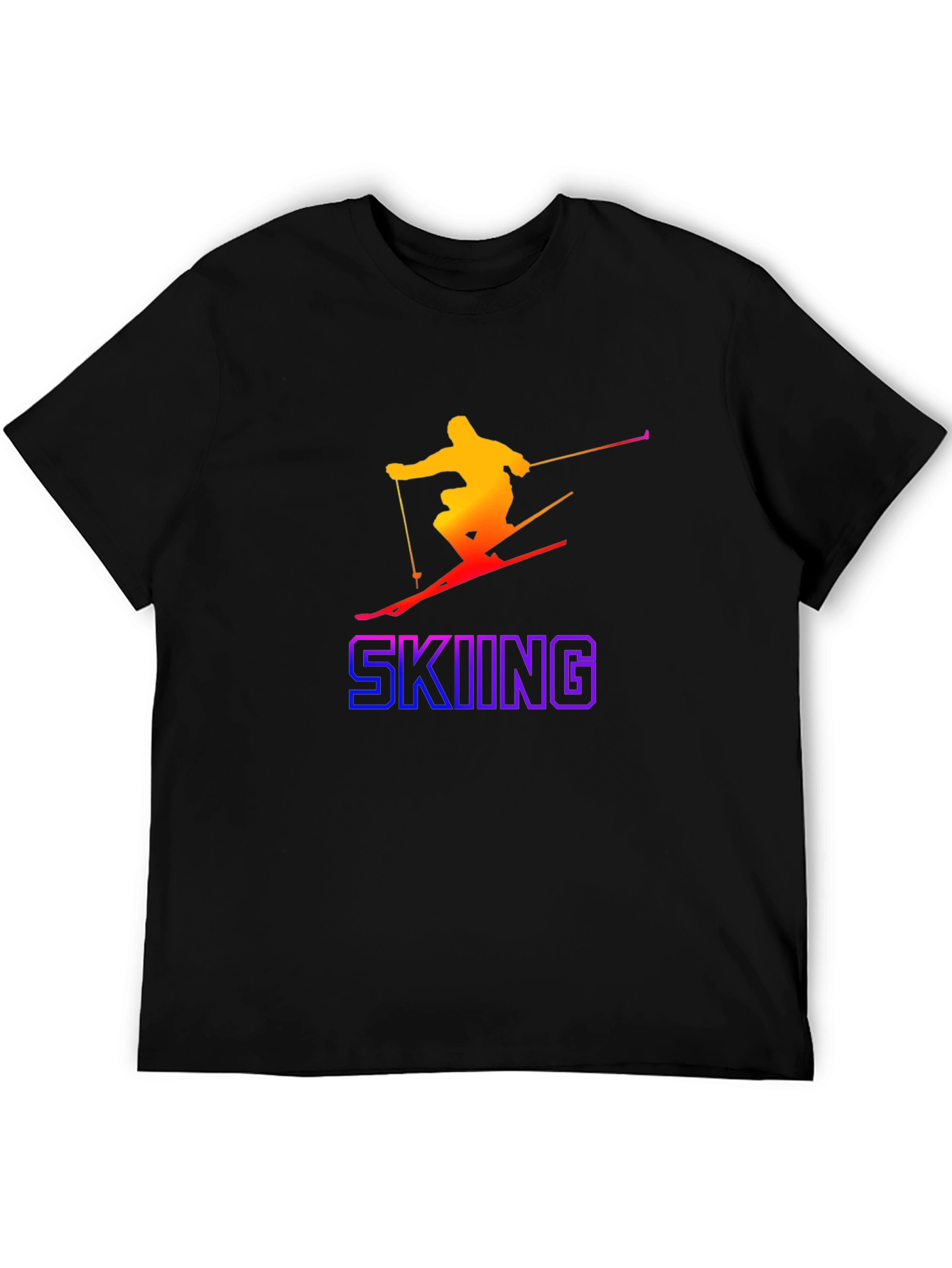 Gradient Skier Graphic Tee - Black Cotton Blend