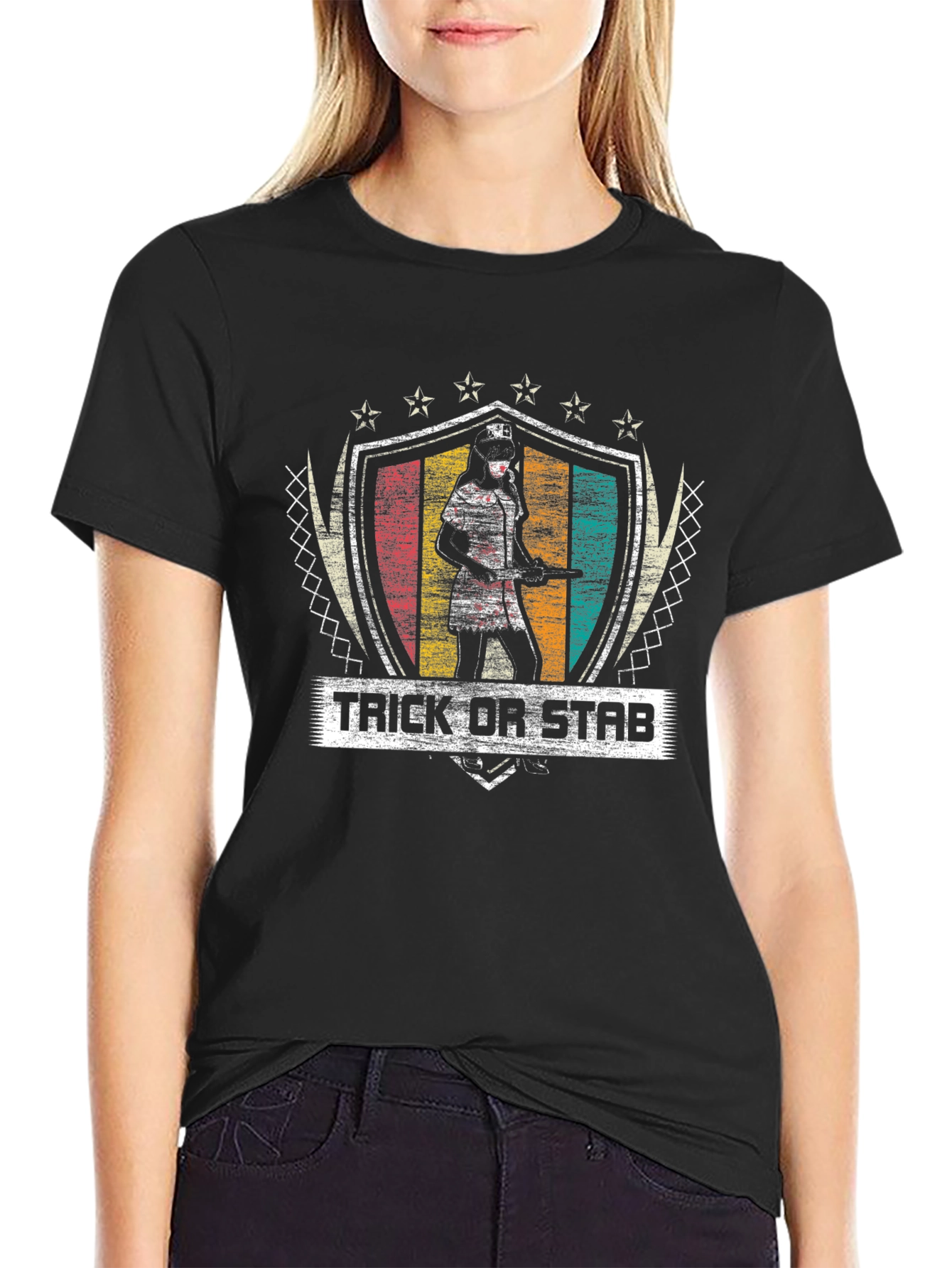 Trick or Stab T-Shirt Halloween Nurse