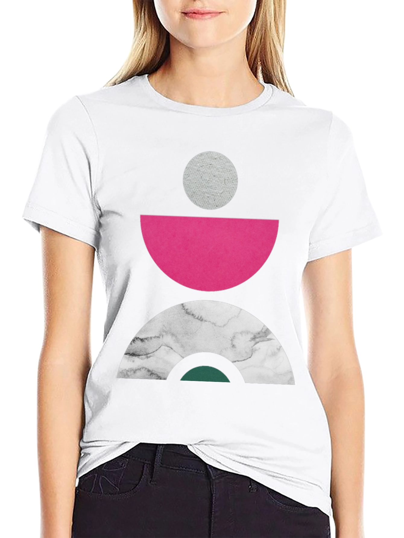 Geometric Print Crew Neck Tee