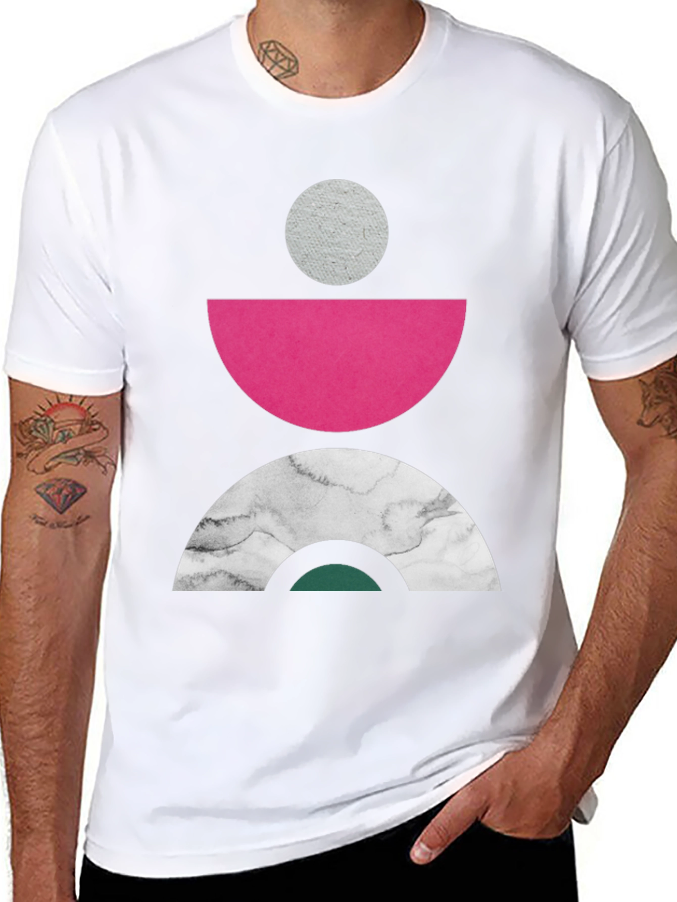 Geometric Print Crew Neck Tee