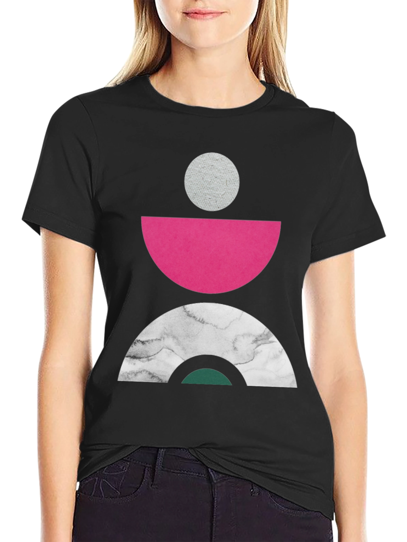 Geometric Print Crew Neck Tee