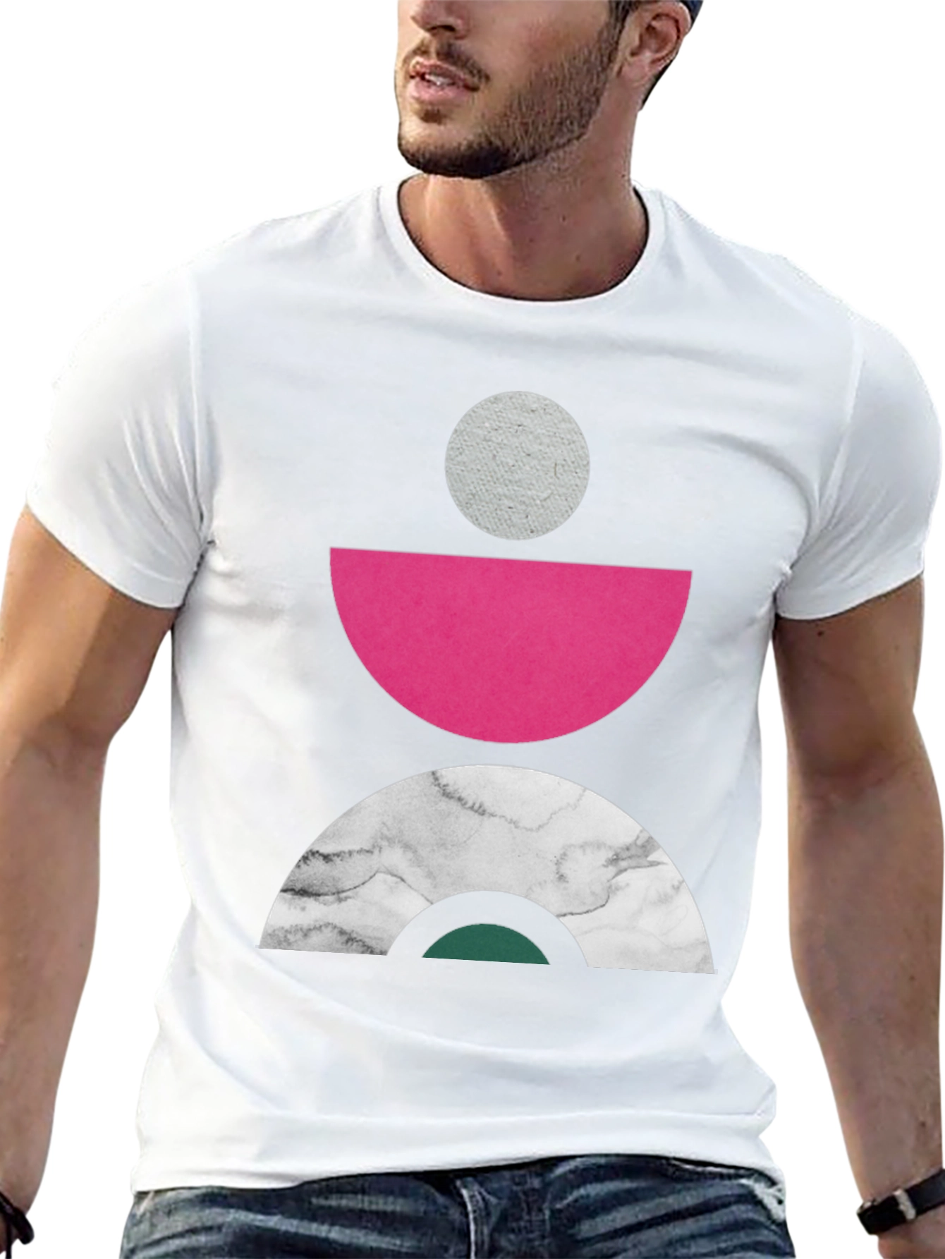 Geometric Print Crew Neck Tee