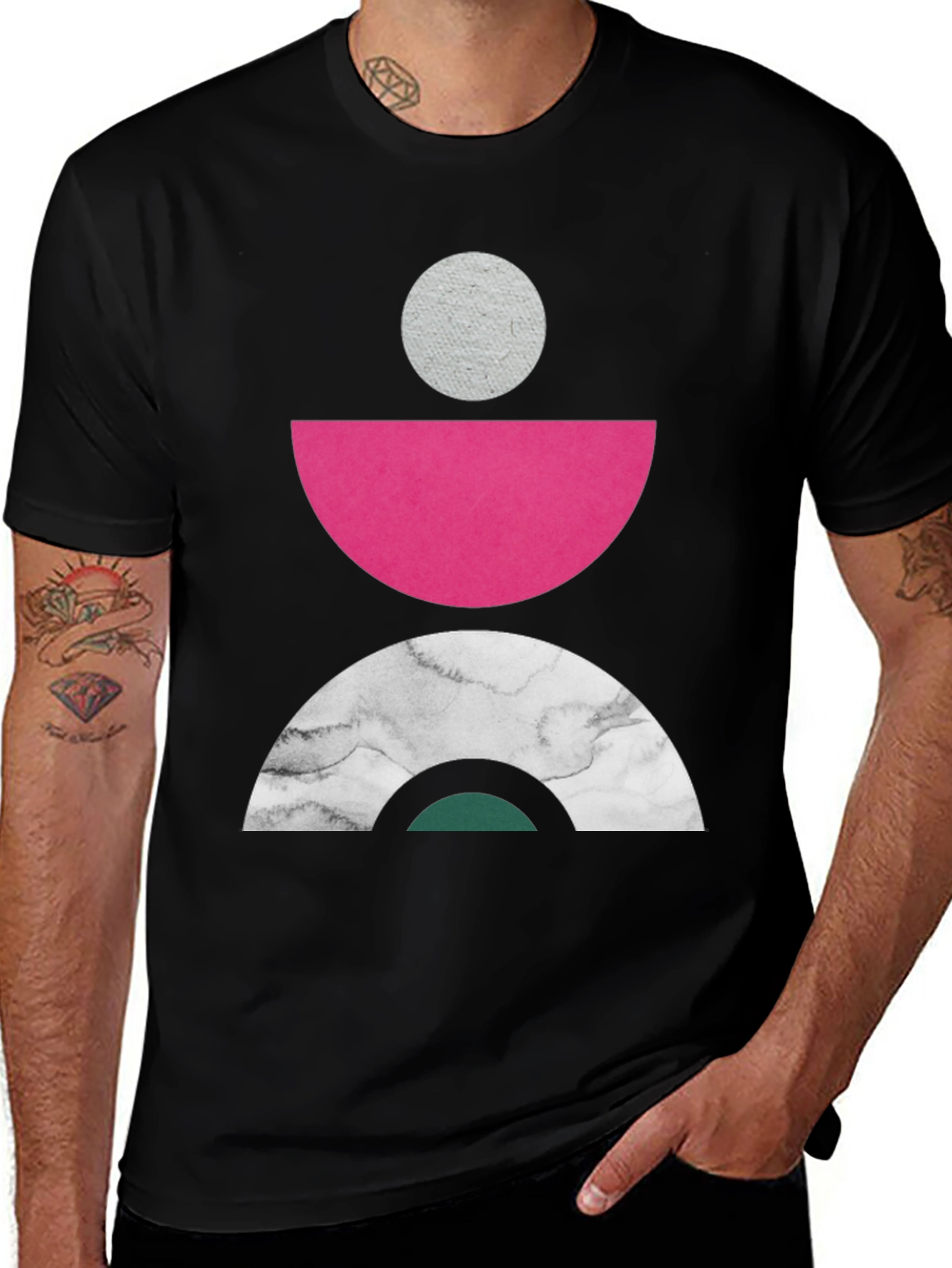 Geometric Print Crew Neck Tee
