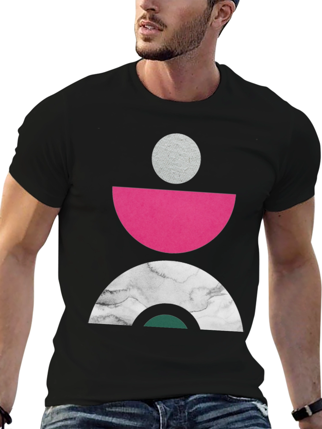 Geometric Print Crew Neck Tee