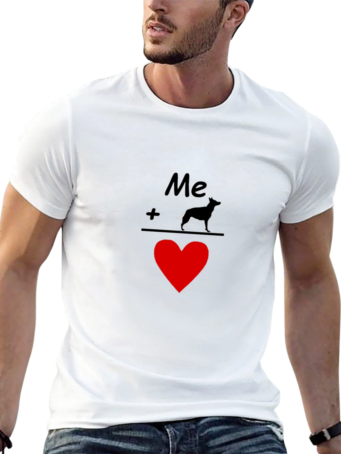 Me Plus Dog Equals Love Graphic Tee - Black
