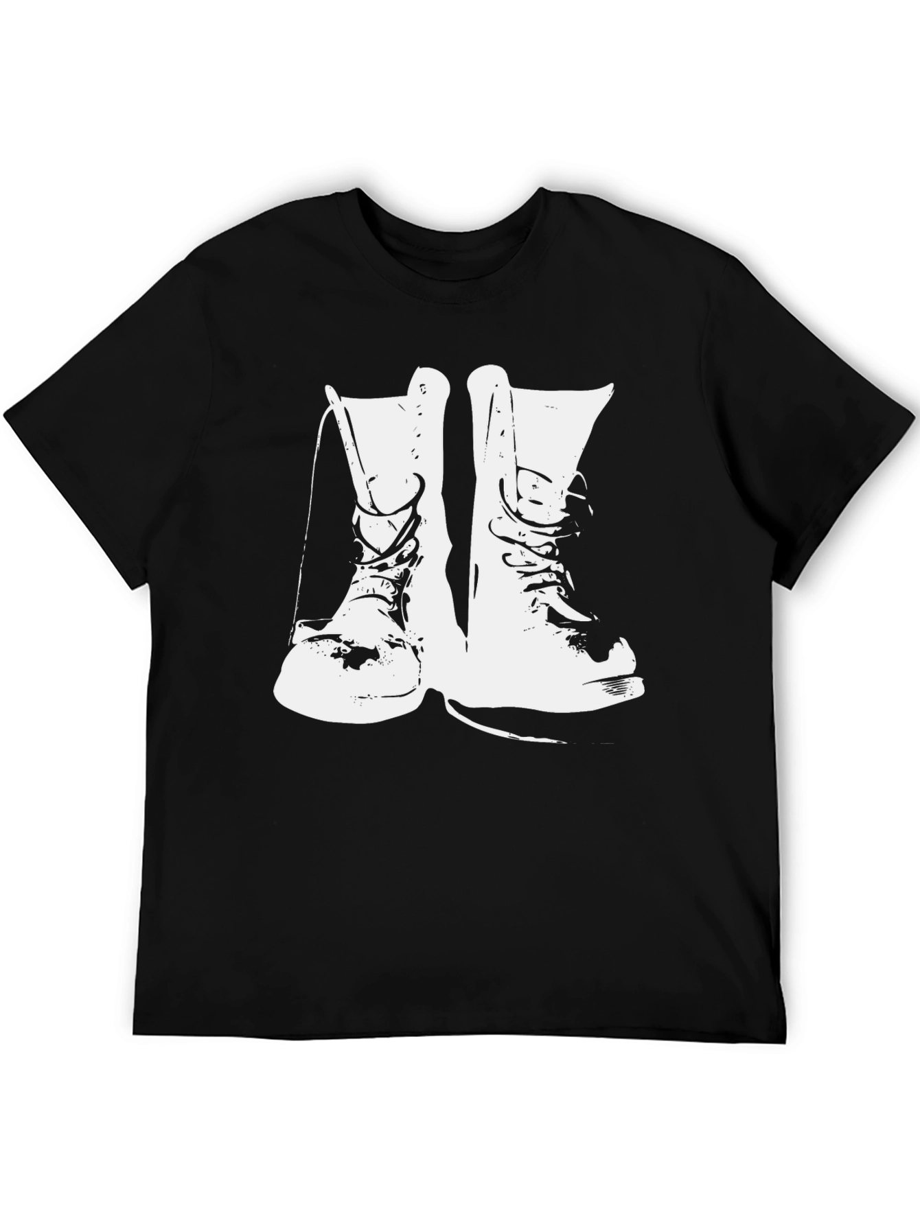 Black T-Shirt with White Boot Graphic