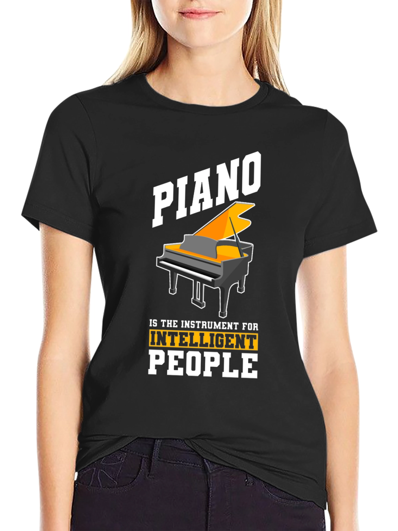 Piano Intelligent People Black Graphic T-Shirt