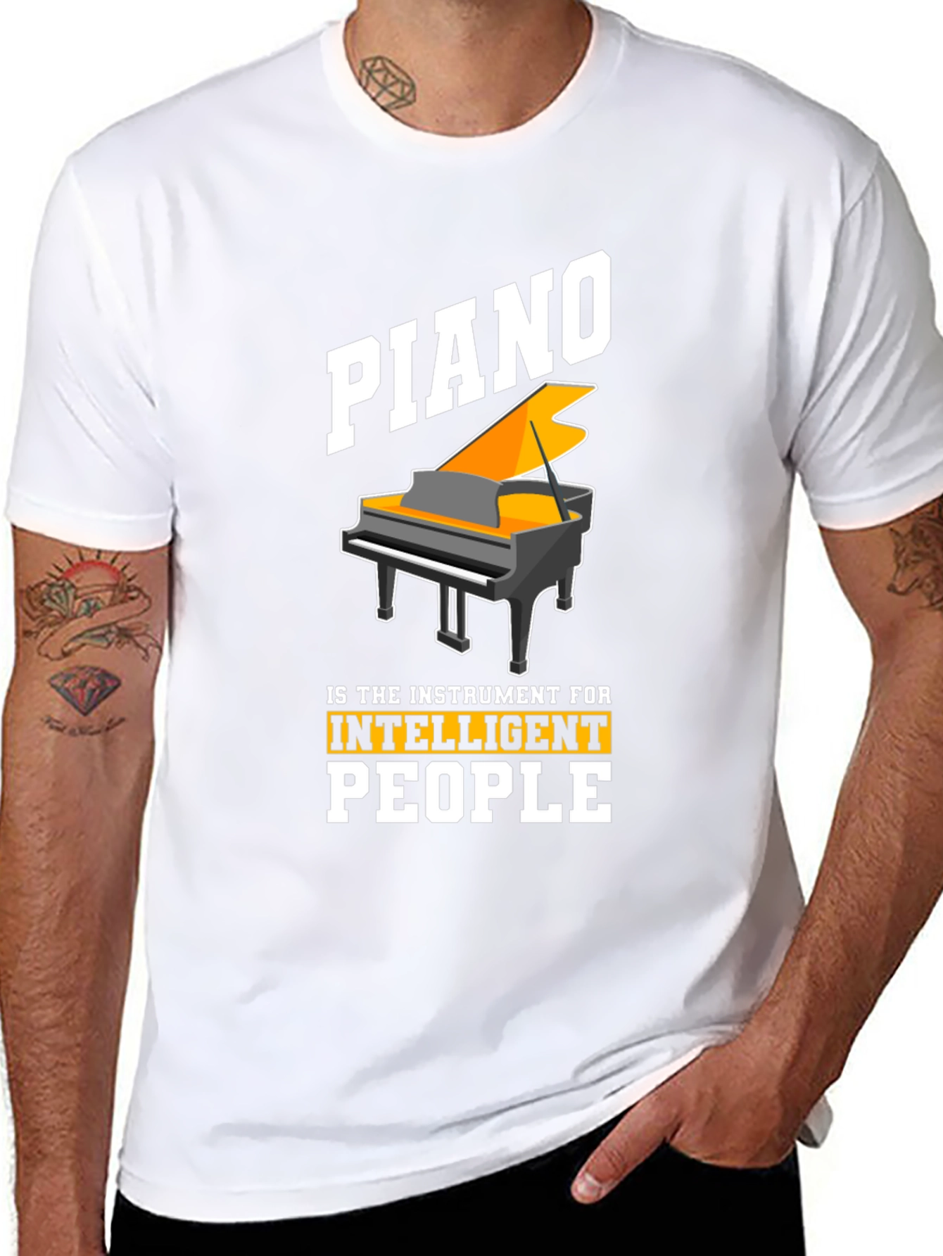 Piano Intelligent People Black Graphic T-Shirt