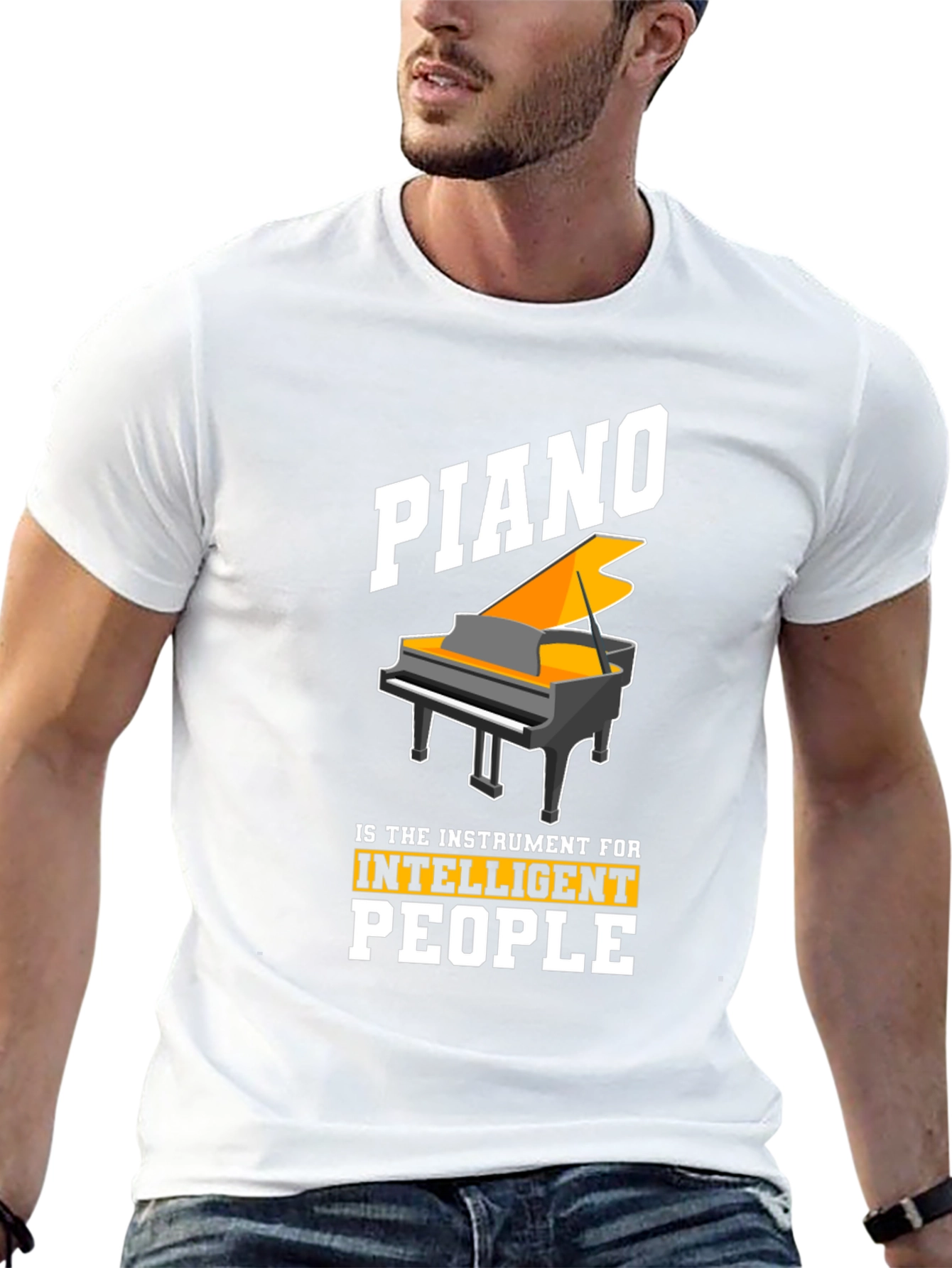 Piano Intelligent People Black Graphic T-Shirt