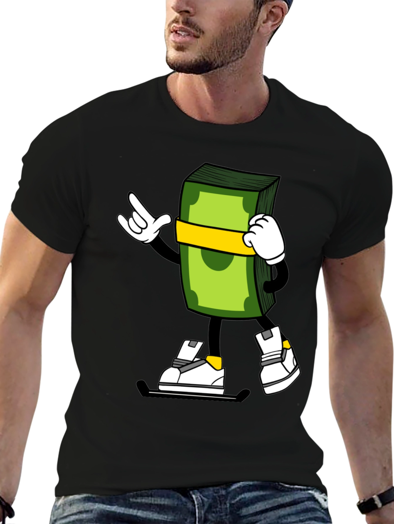 Cartoon Money Stack Graphic Tee