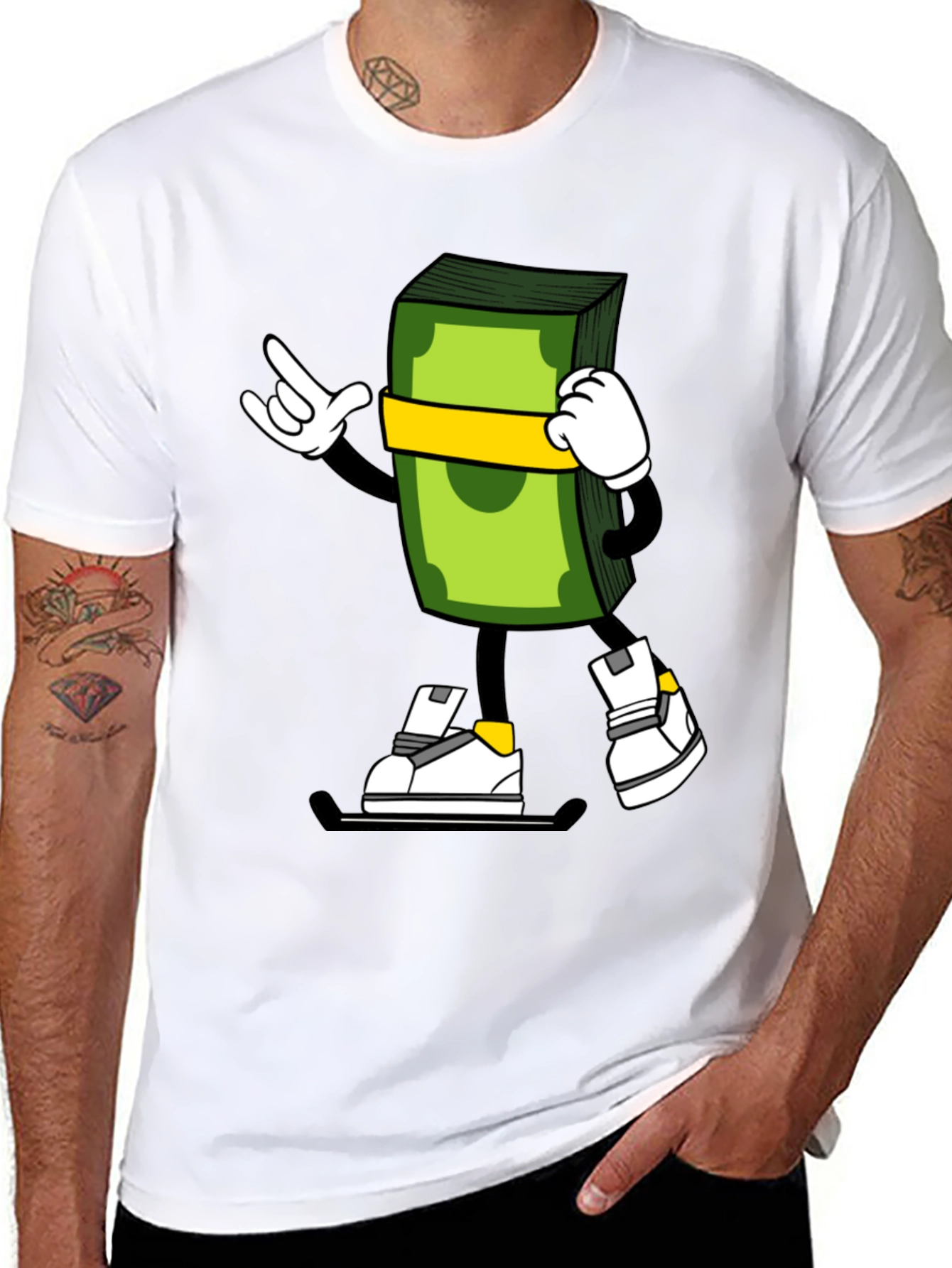 Cartoon Money Stack Graphic Tee