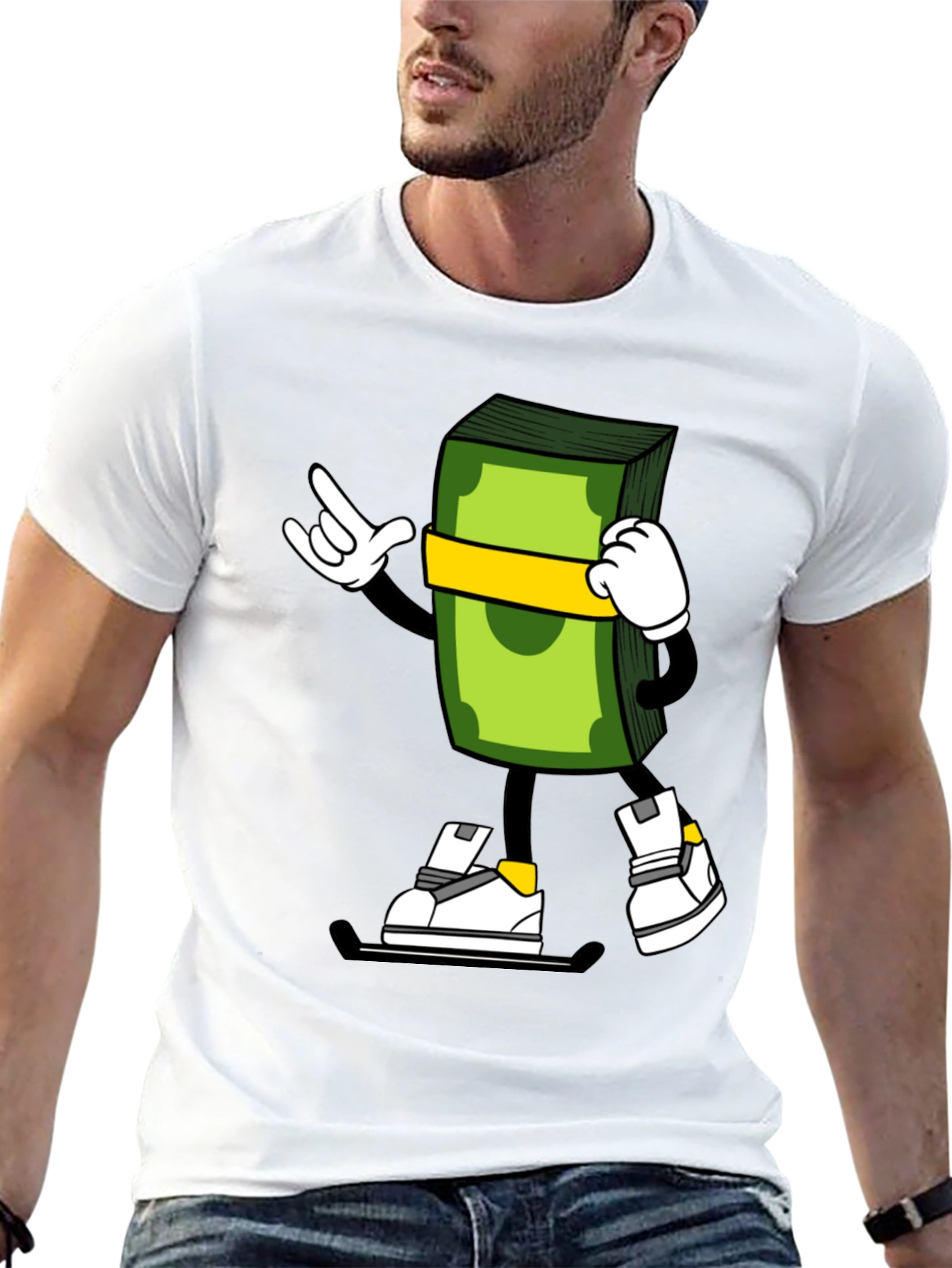 Cartoon Money Stack Graphic Tee