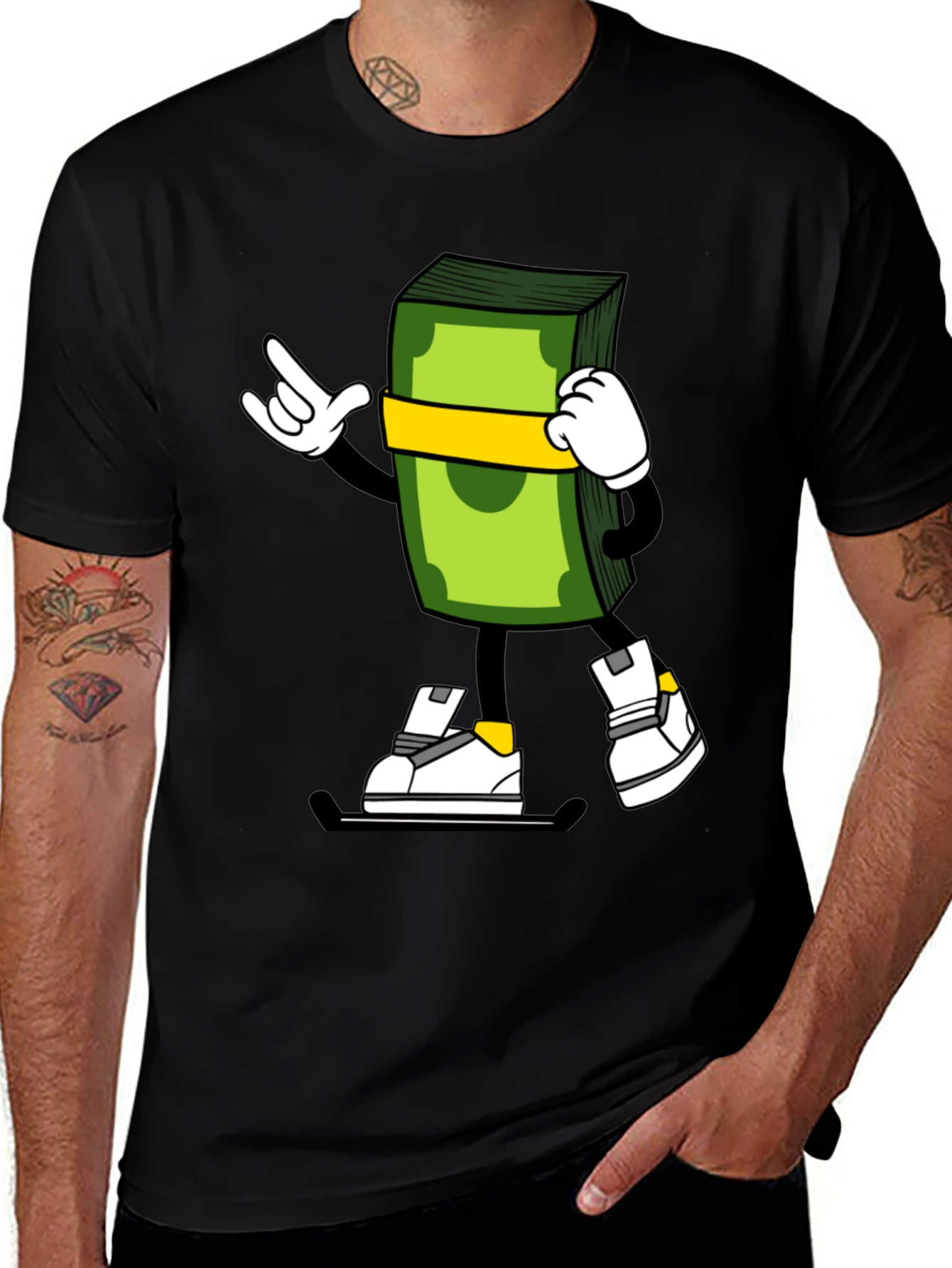 Cartoon Money Stack Graphic Tee