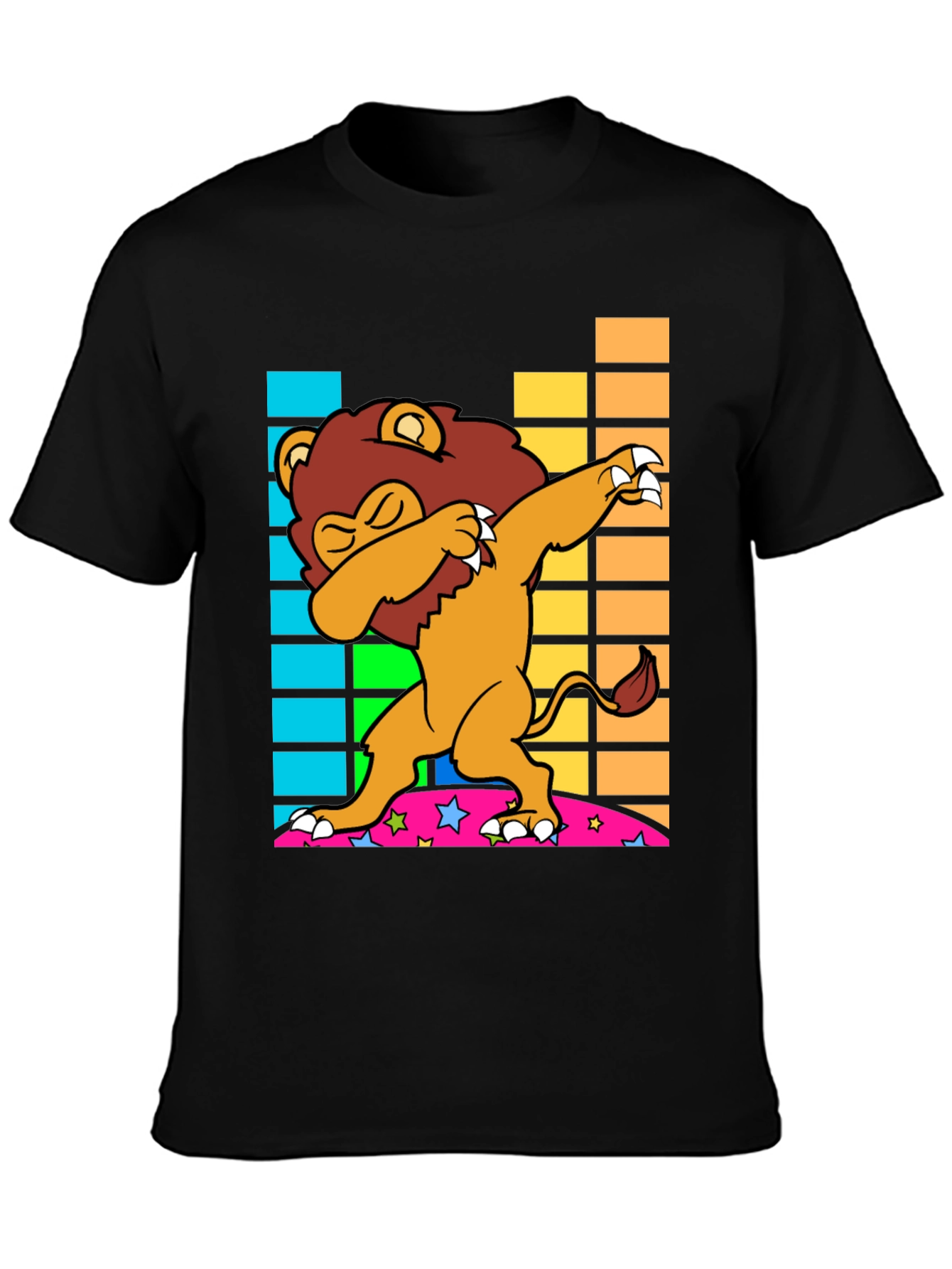 Dabbing Lion Graphic Tee - Fun Black T-Shirt