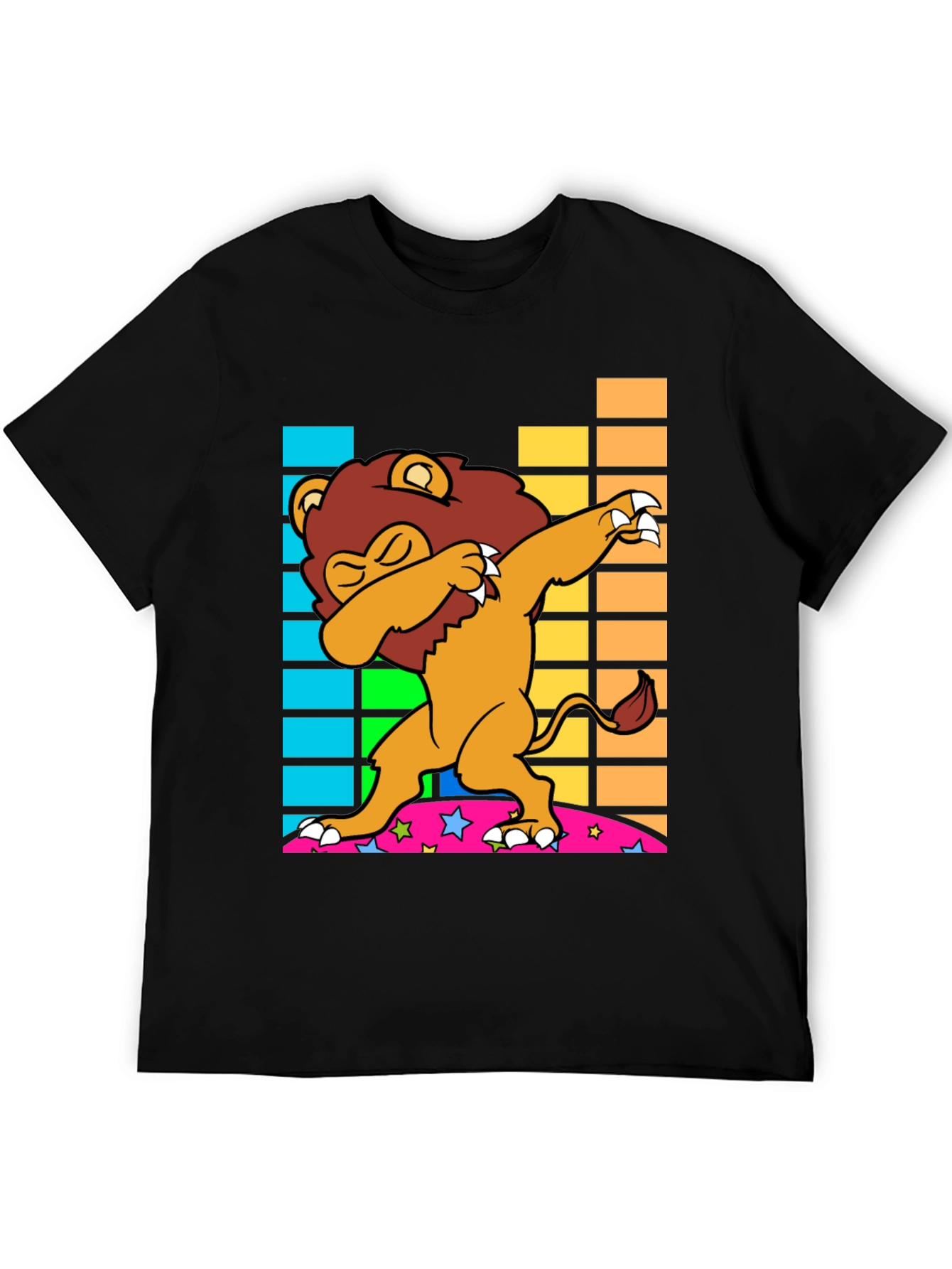 Dabbing Lion Graphic Tee - Fun Black T-Shirt