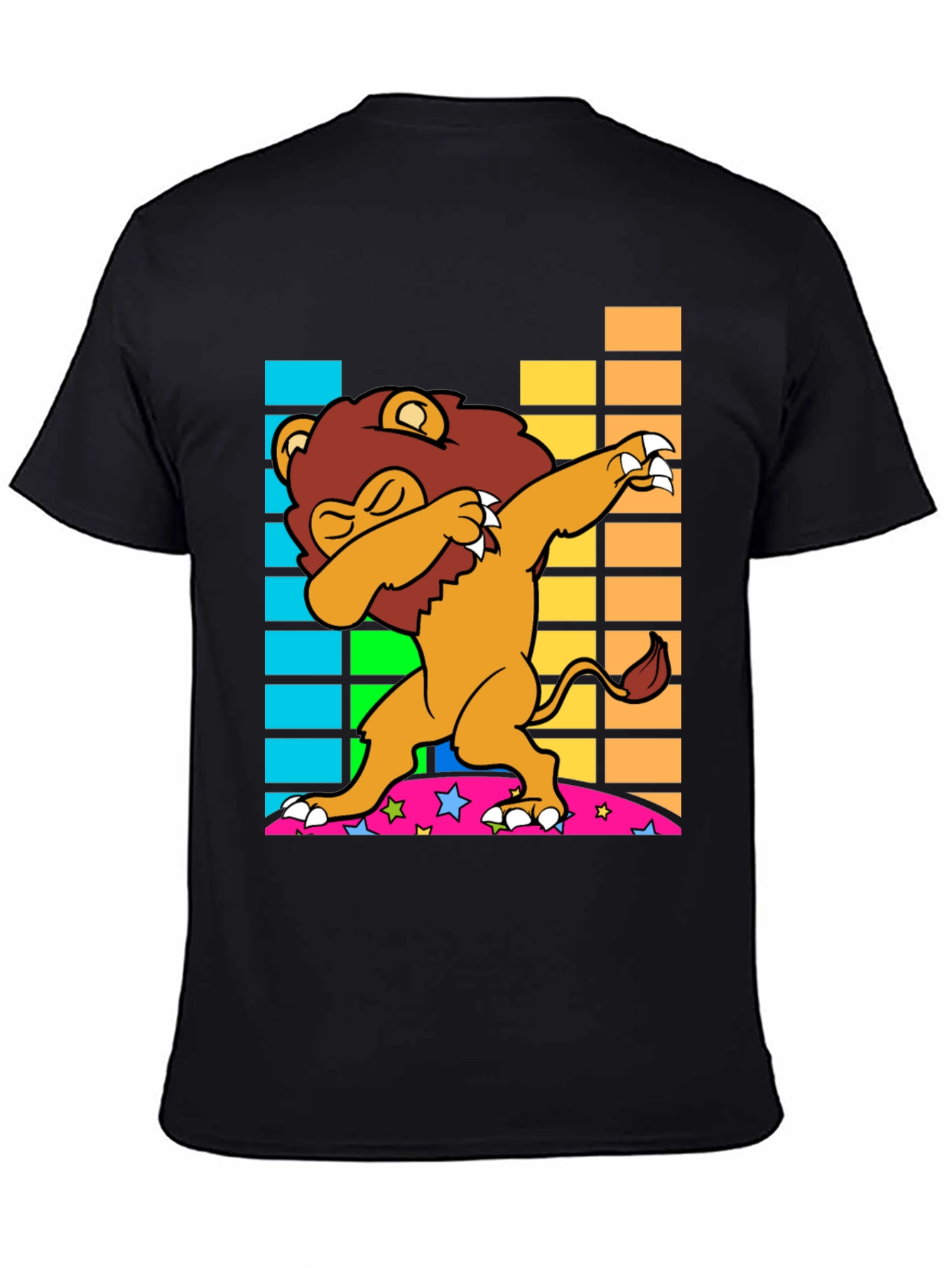Dabbing Lion Graphic Tee - Fun Black T-Shirt