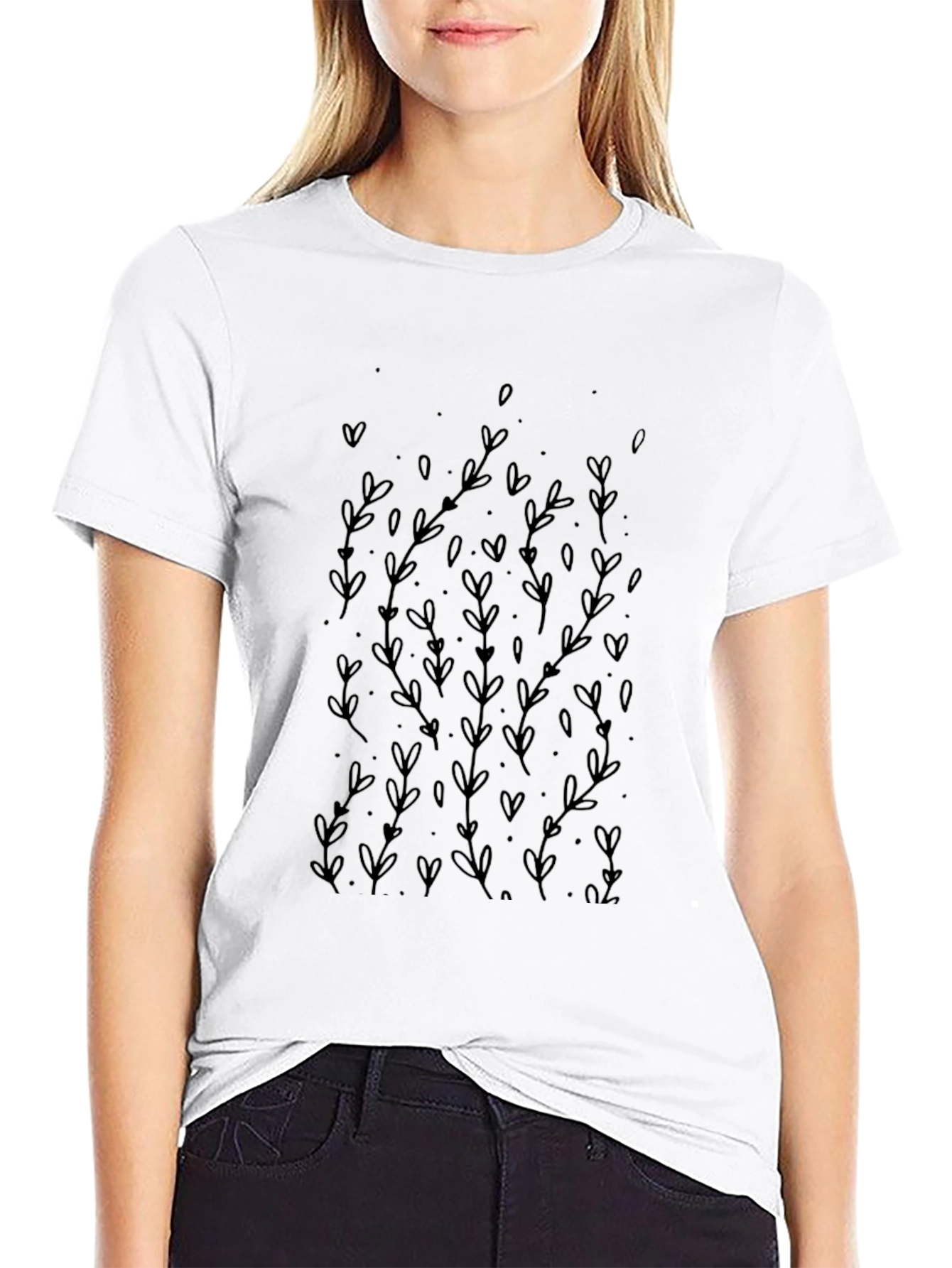 Black Floral Print Tee - Casual Comfort