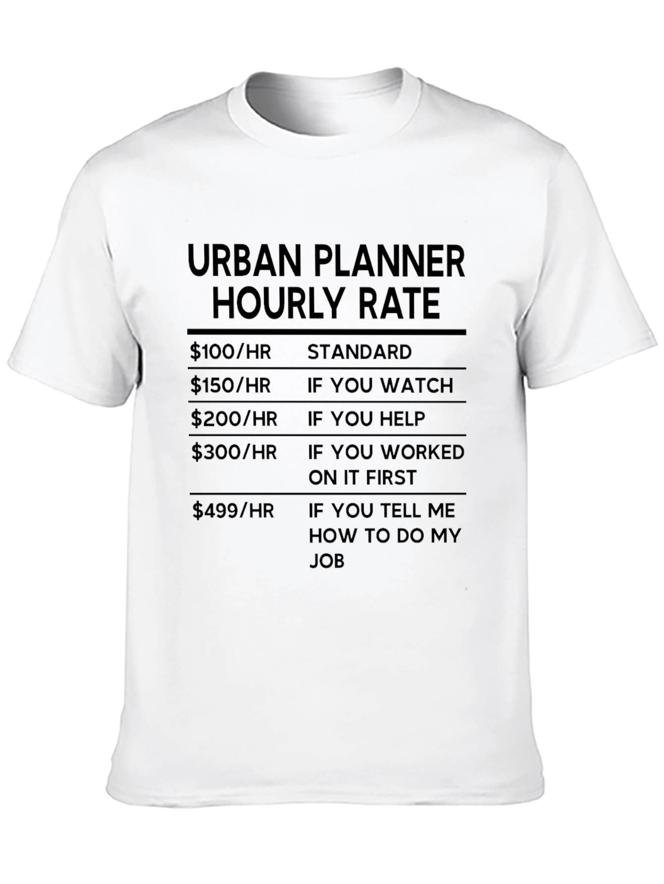 Urban Planner Hourly Rate T-Shirt
