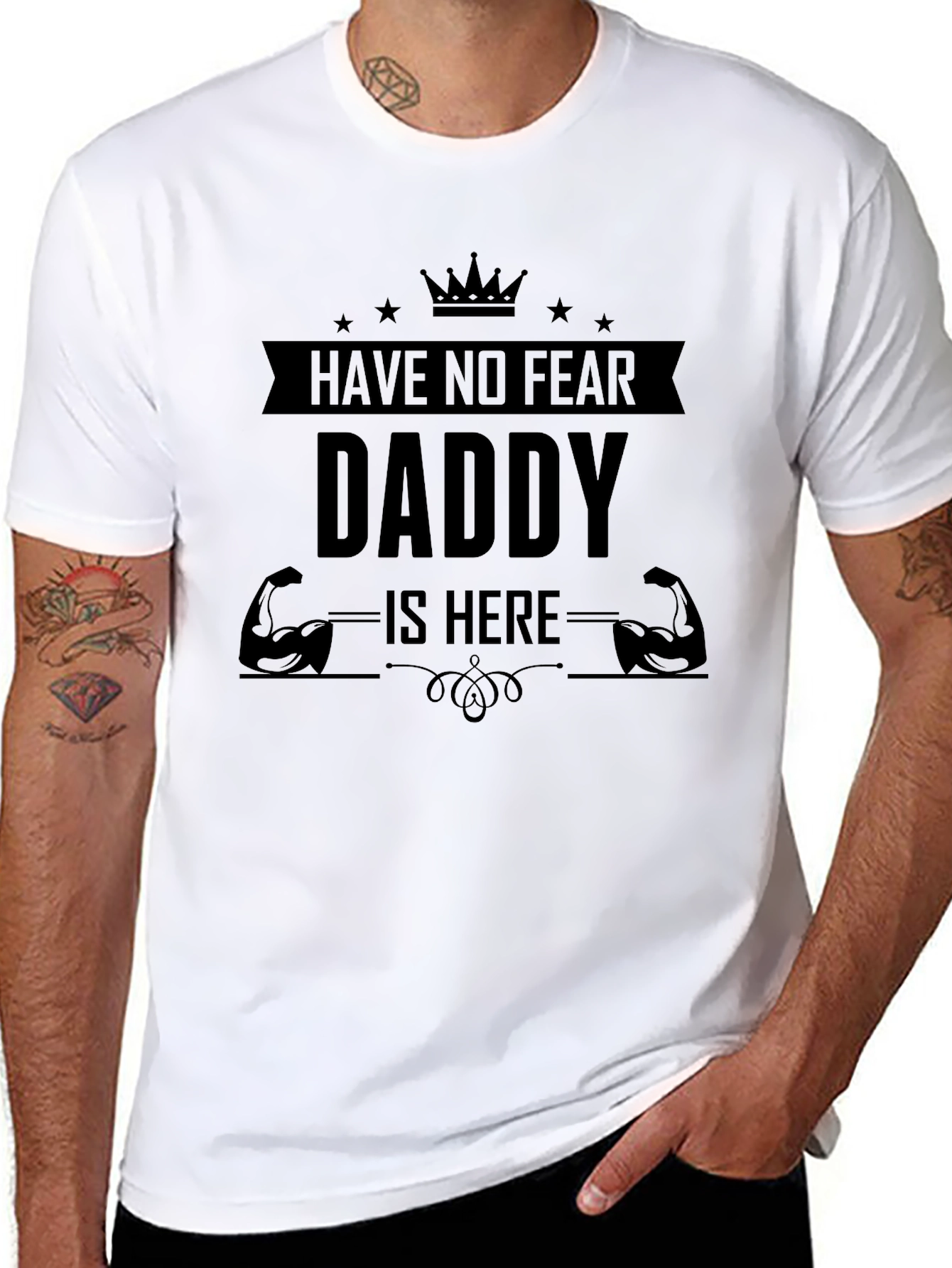 Have No Fear Daddy Is Here Black Graphic Tee