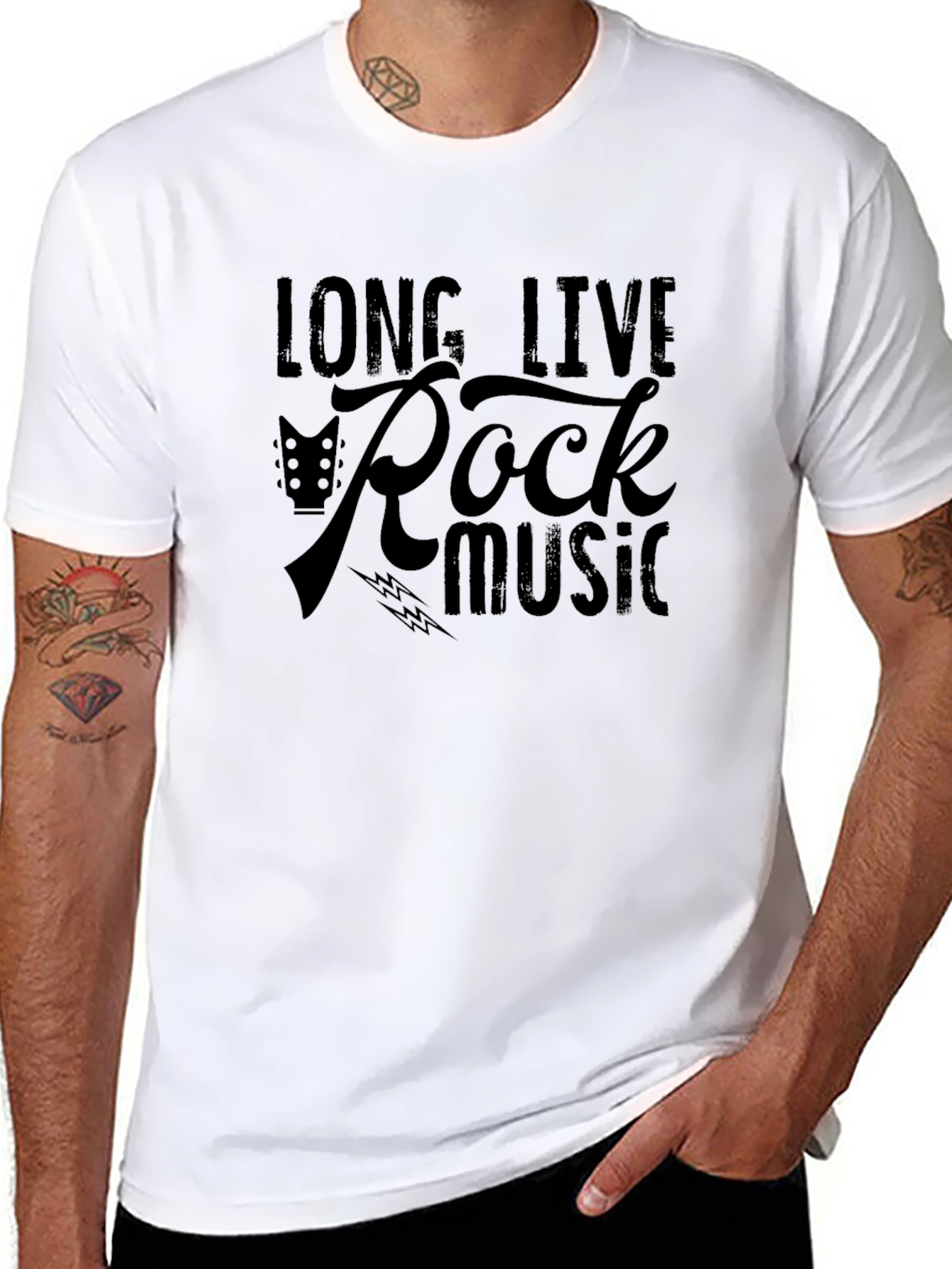 Long Live Rock Music Graphic Tee - Black