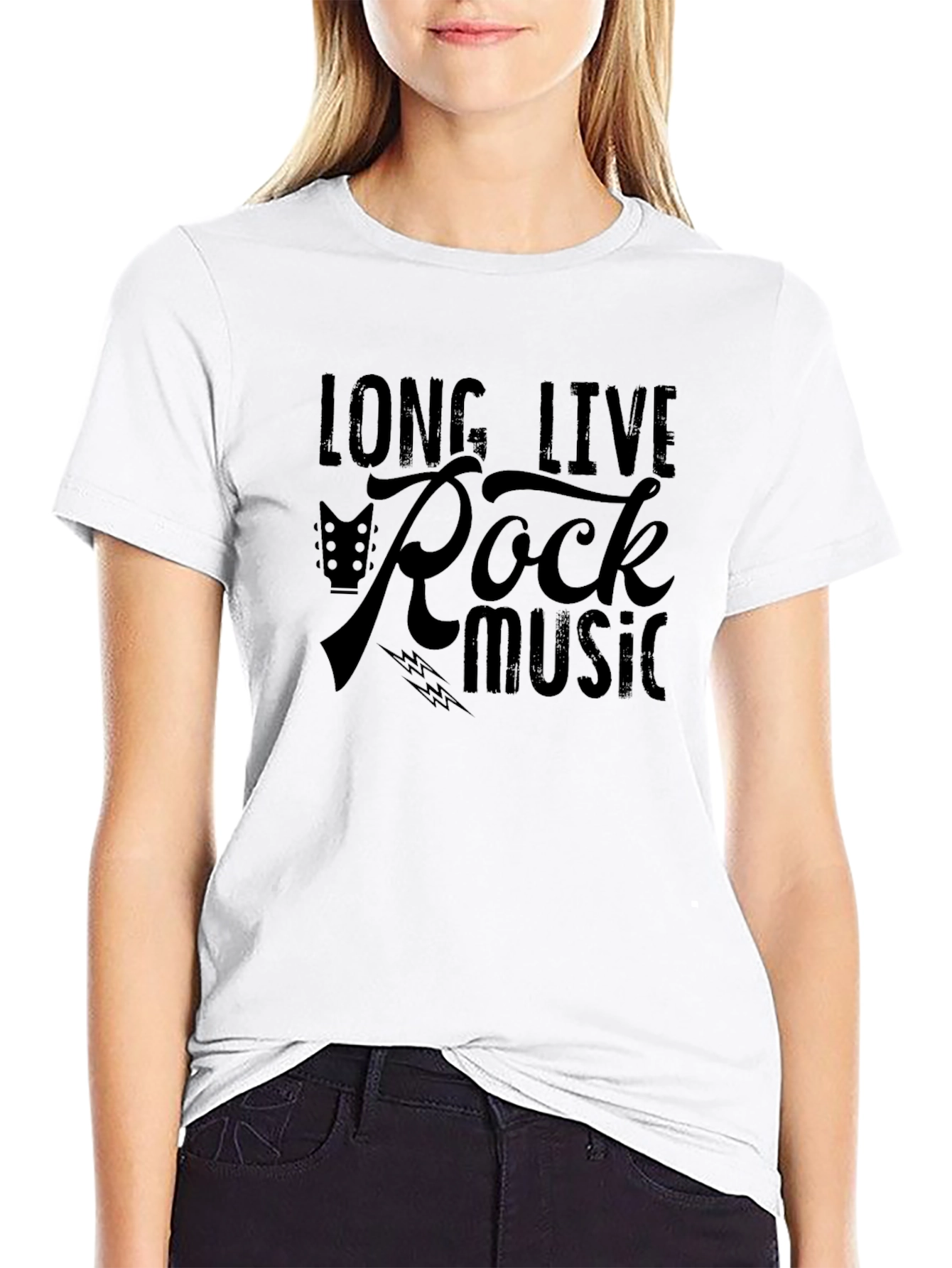 Long Live Rock Music Graphic Tee - Black