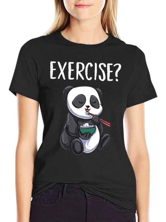 Funny Panda Exercise? Black Graphic T-Shirt