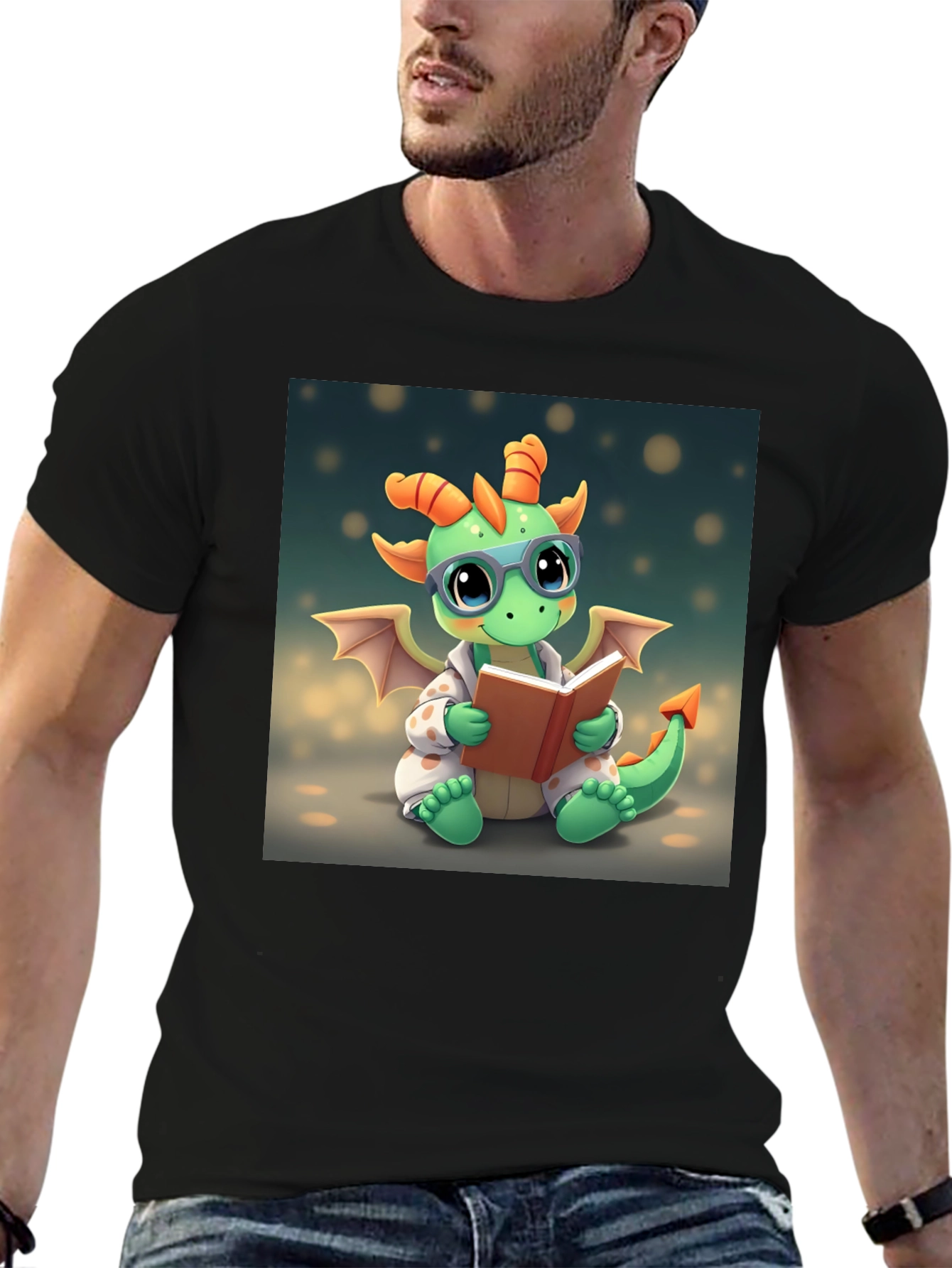 Cute Dragon Reading Book Graphic Tee