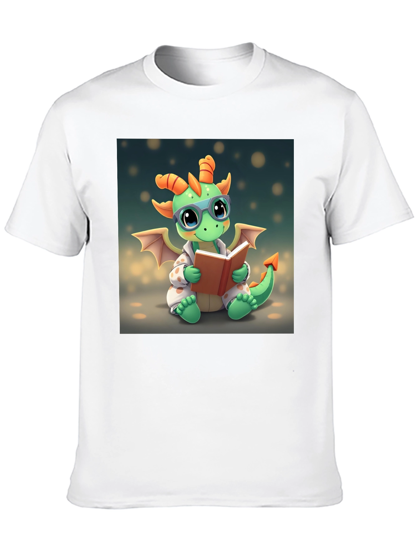 Cute Dragon Reading Book Graphic Tee