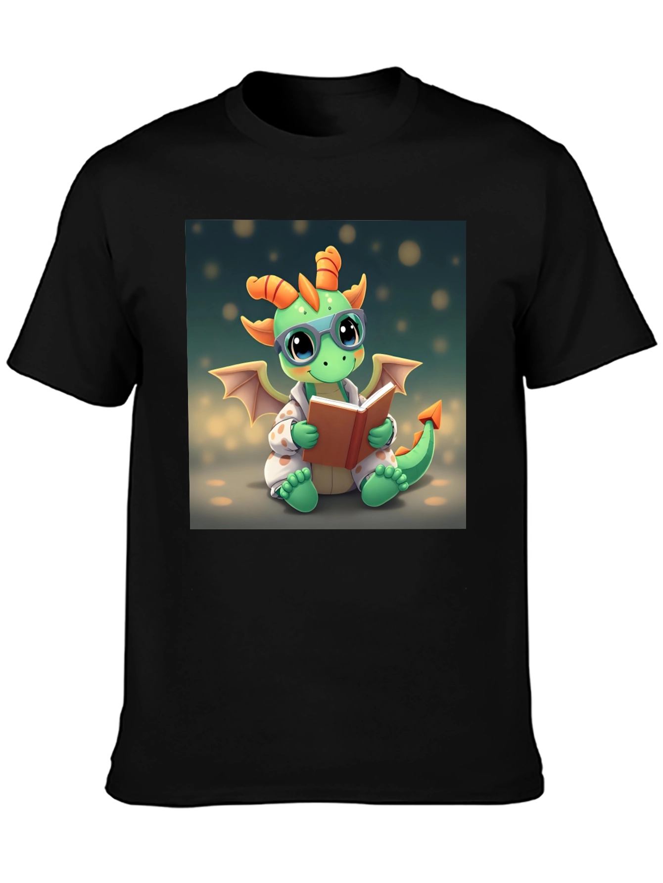 Cute Dragon Reading Book Graphic Tee
