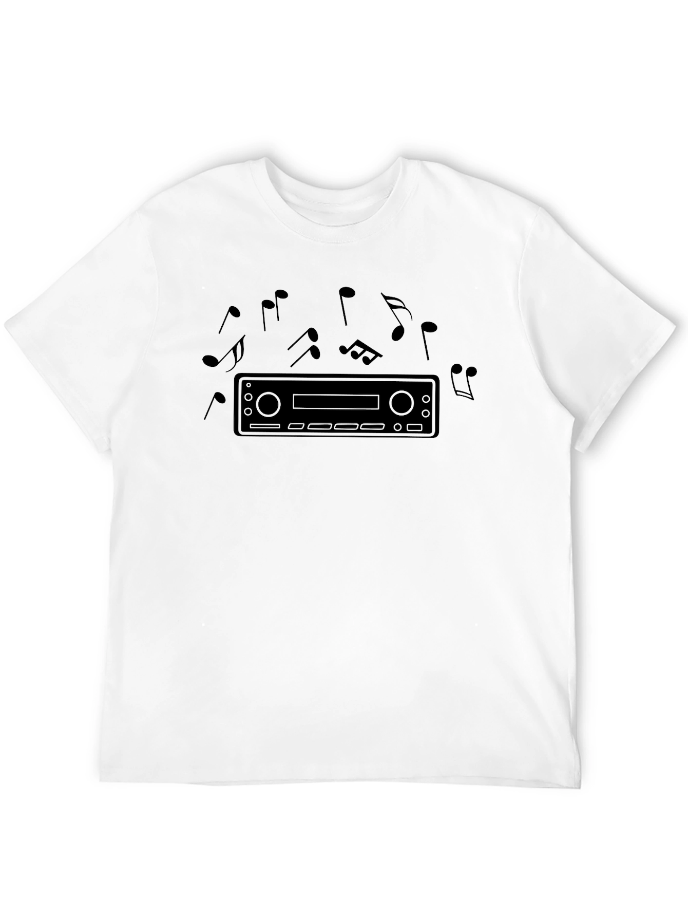 Retro Car Stereo Music Notes Graphic T-Shirt