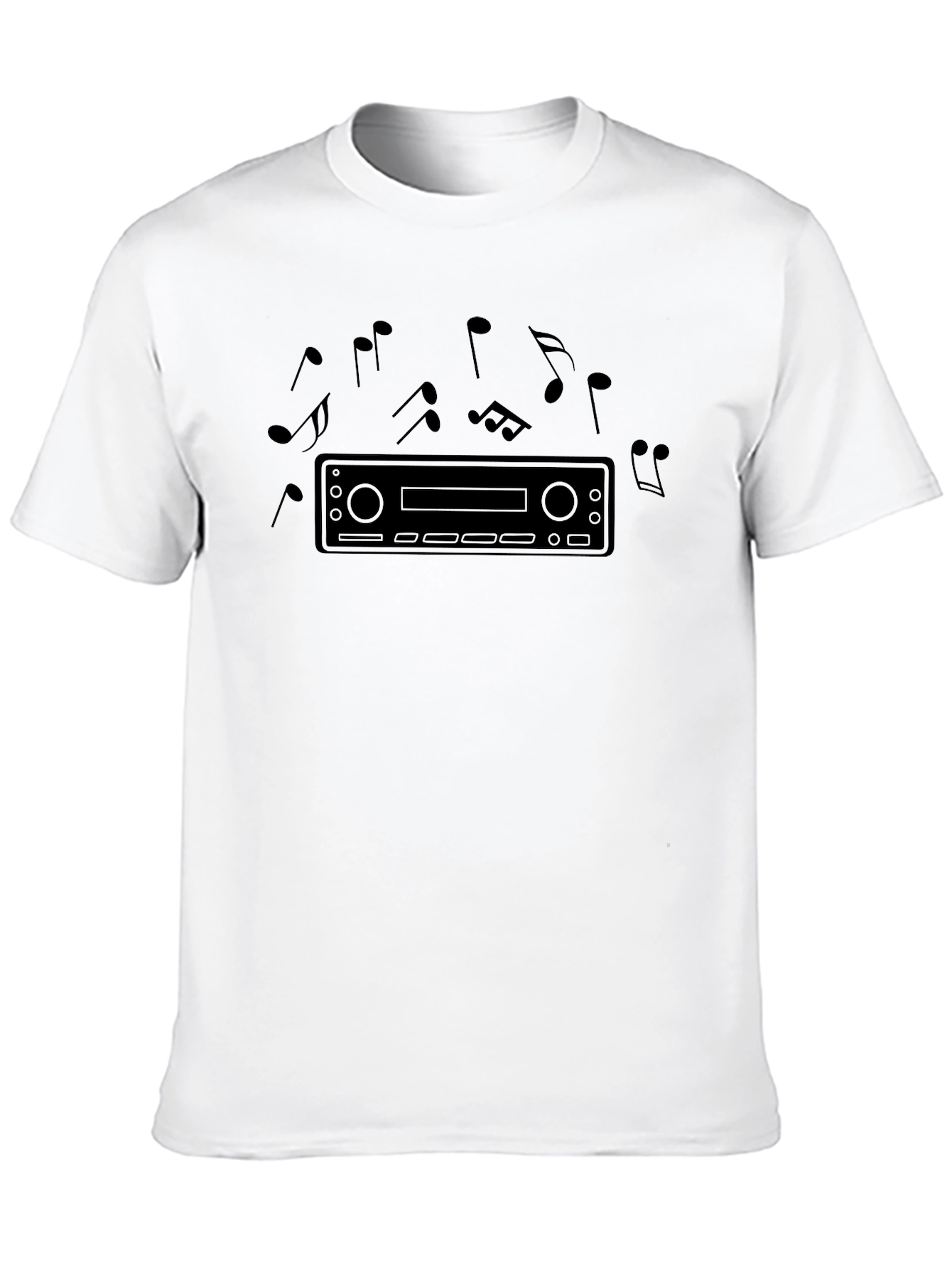 Retro Car Stereo Music Notes Graphic T-Shirt
