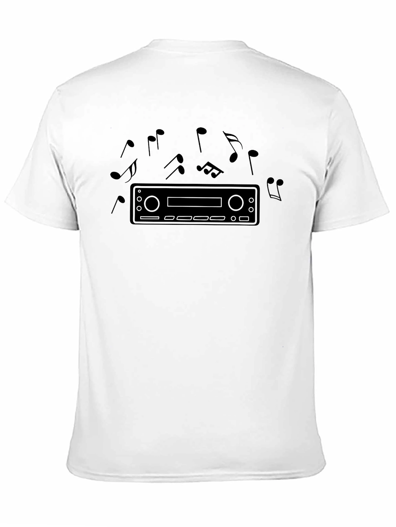 Retro Car Stereo Music Notes Graphic T-Shirt