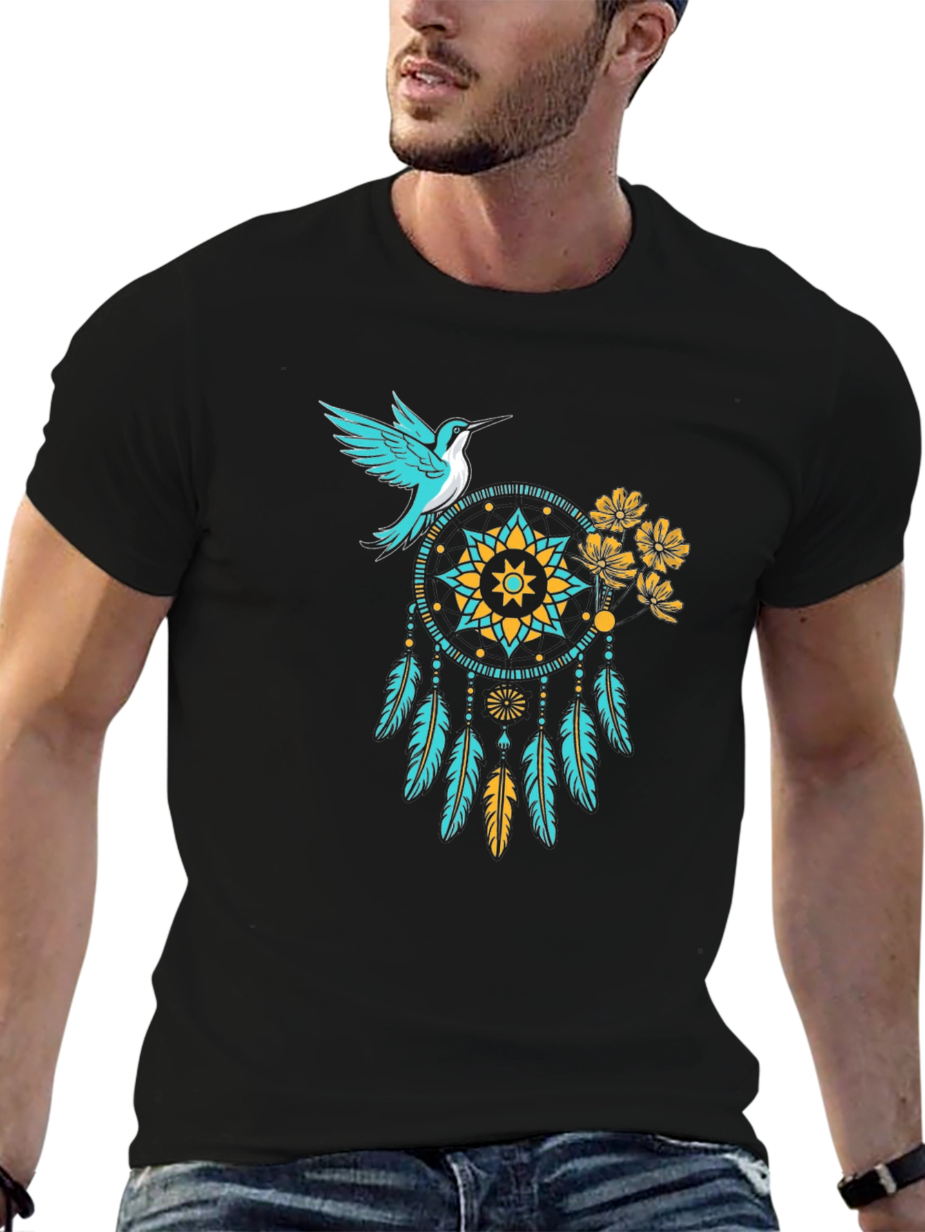 Hummingbird Dreamcatcher Black Graphic Tee