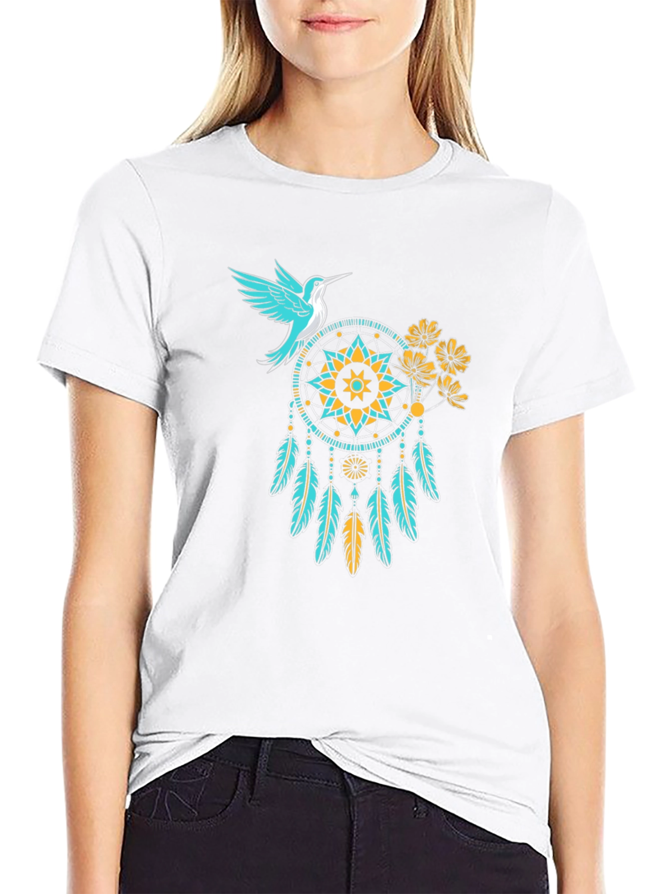 Hummingbird Dreamcatcher Black Graphic Tee