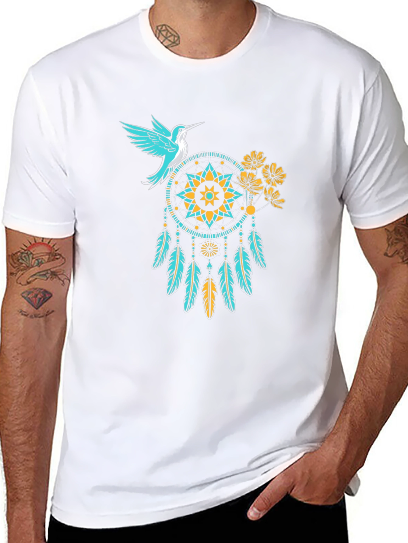 Hummingbird Dreamcatcher Black Graphic Tee