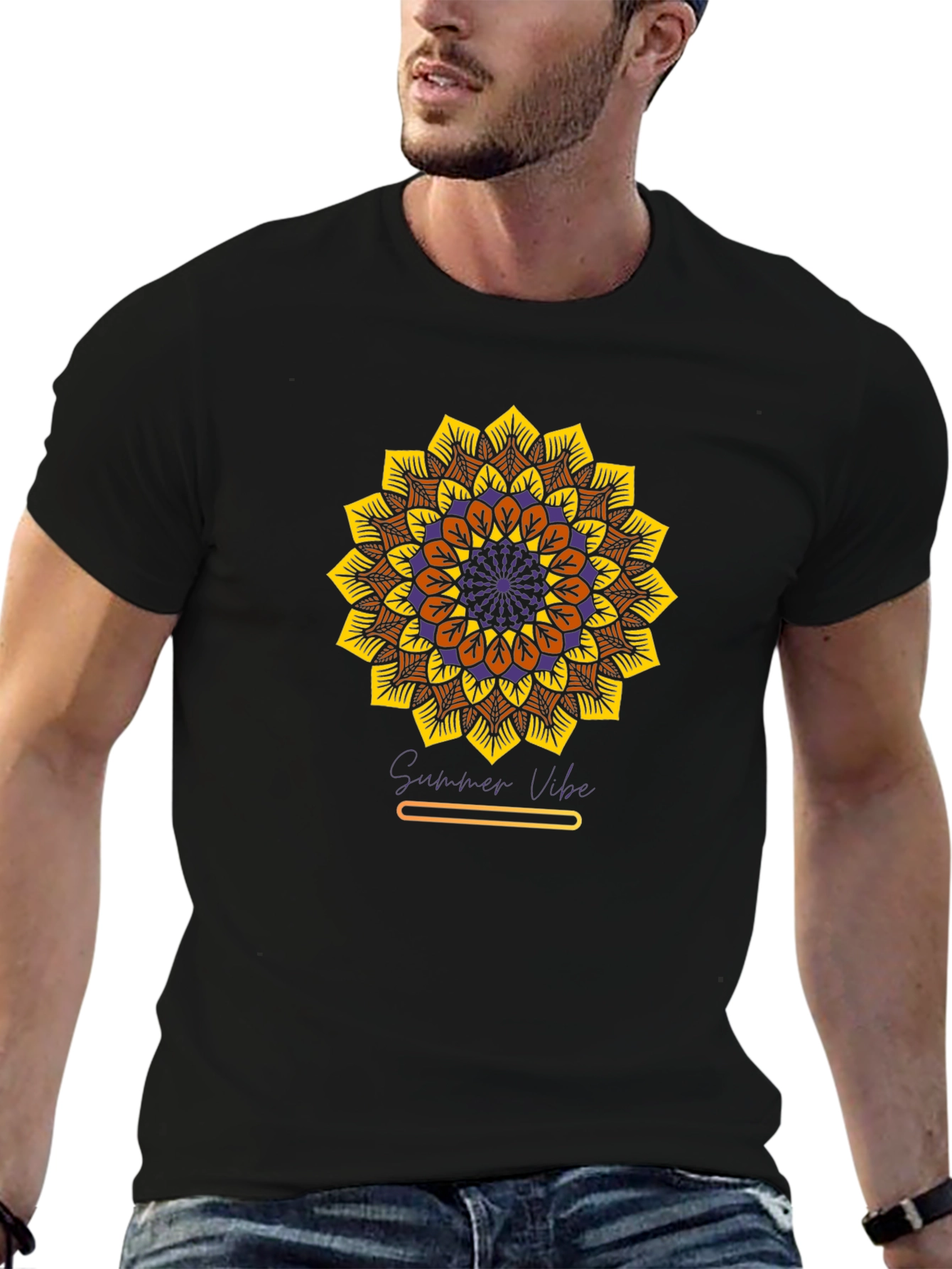 Sunflower Mandala Graphic Tee - Summer Vibe